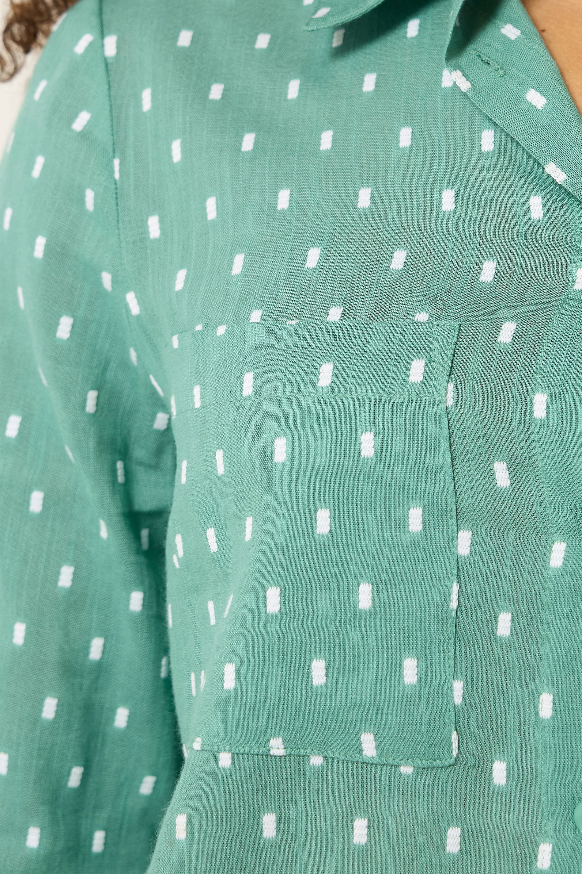 M&Co Sage Green Dobby Long Sleeve Cotton Shirt | M&Co 4
