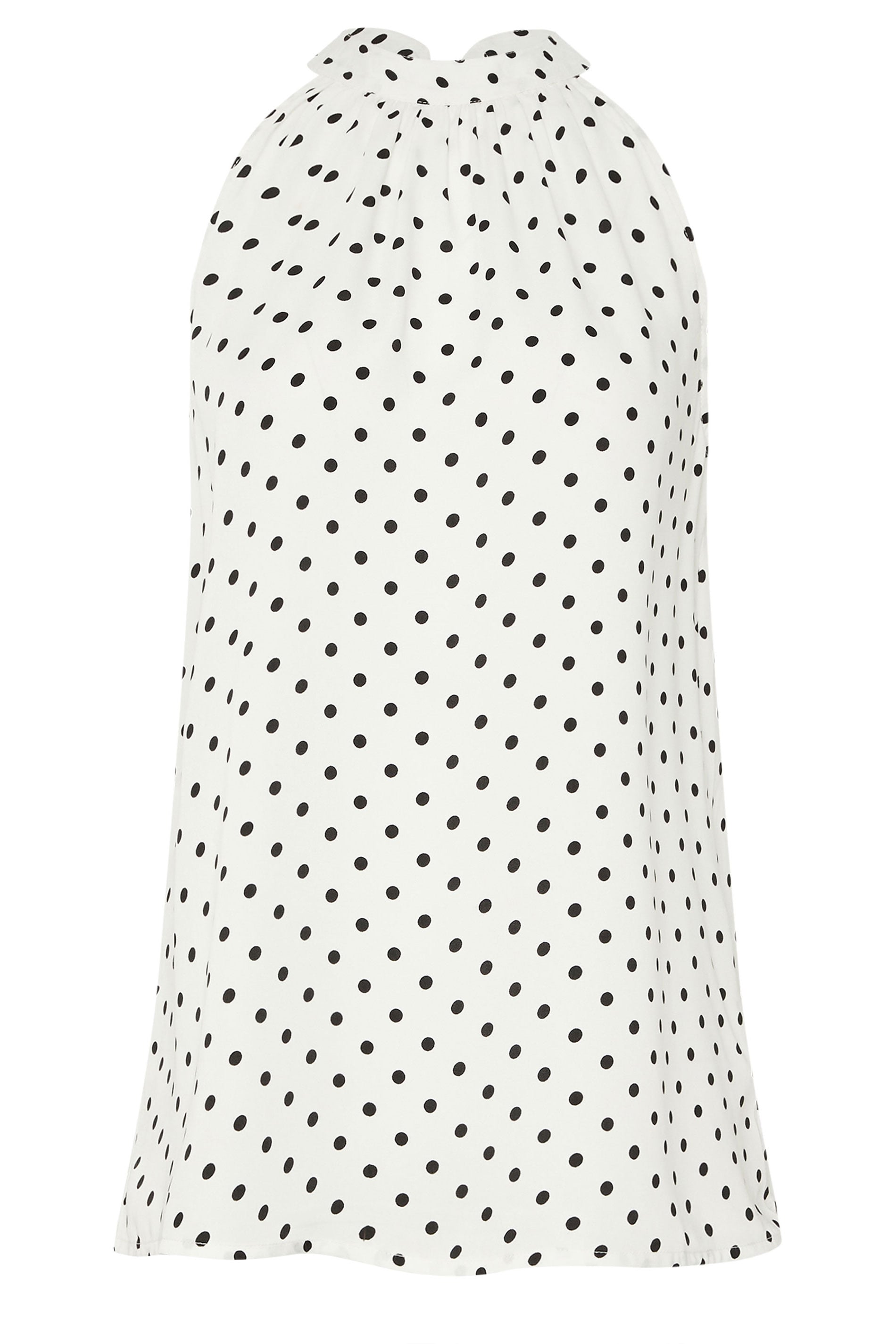 LTS Tall Women's White Polka Dot Satin Halterneck Top | Long Tall Sally 5