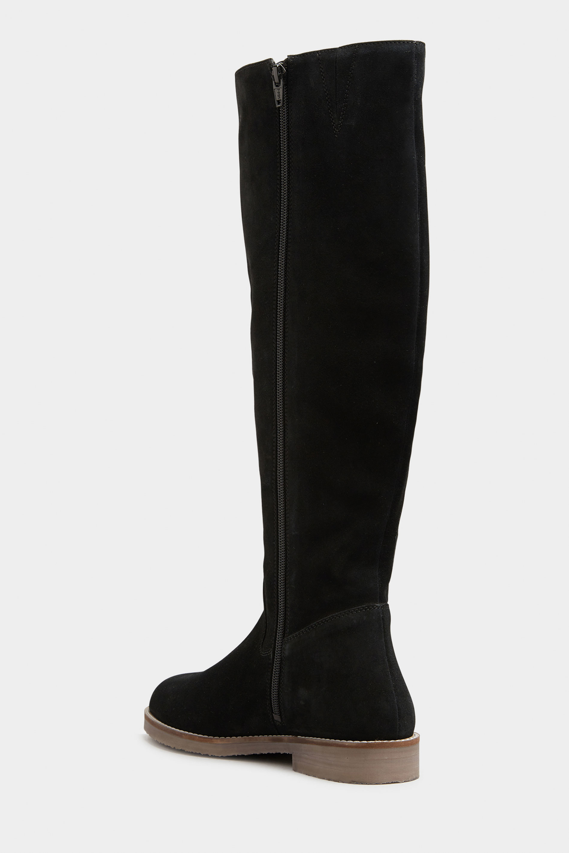 LTS Black Suede Knee High Boots In Standard D Fit | Long Tall Sally