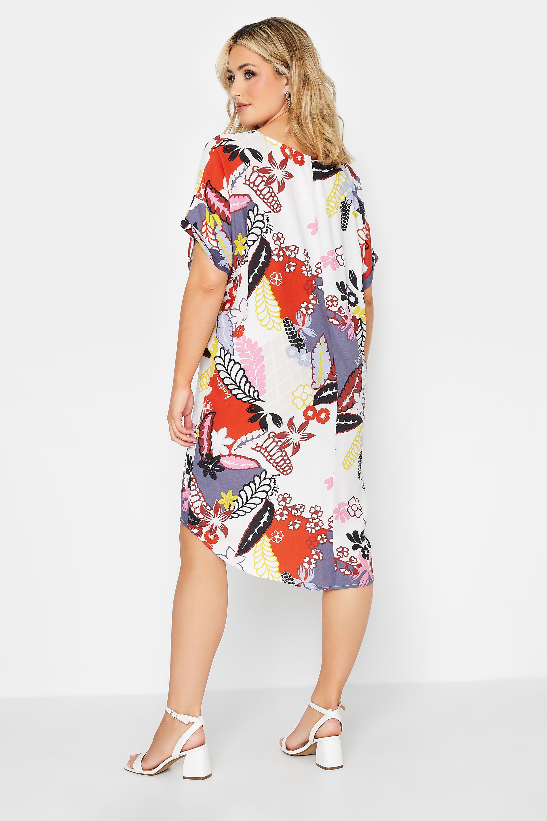 YOURS Plus Size White Mixed Floral Tunic Dress | Yours Clothing 3