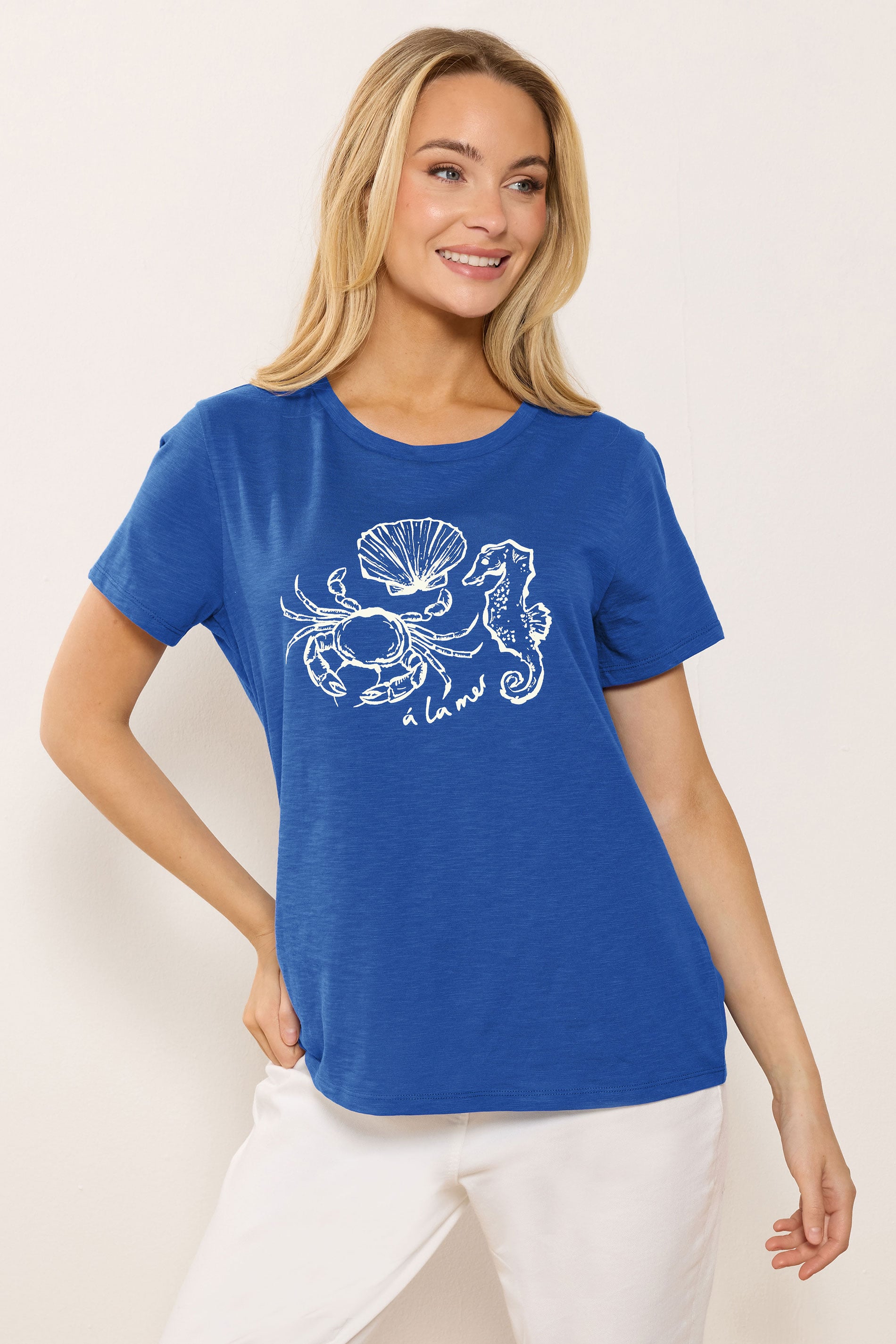 M&Co Blue 'A La Mer' Graphic Print Cotton T-Shirt | M&Co 3