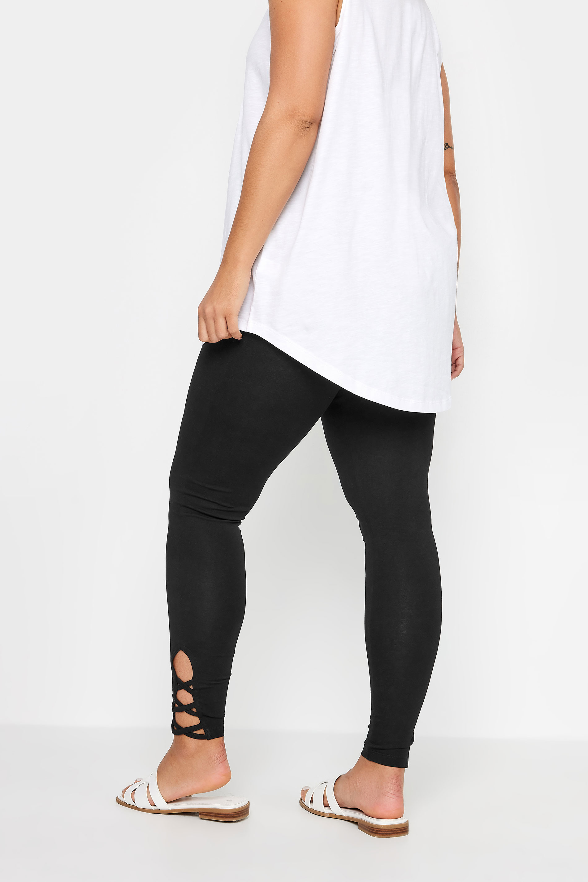 YOURS Plus Size Black Cut Out Leggings | Yours Clothing 3