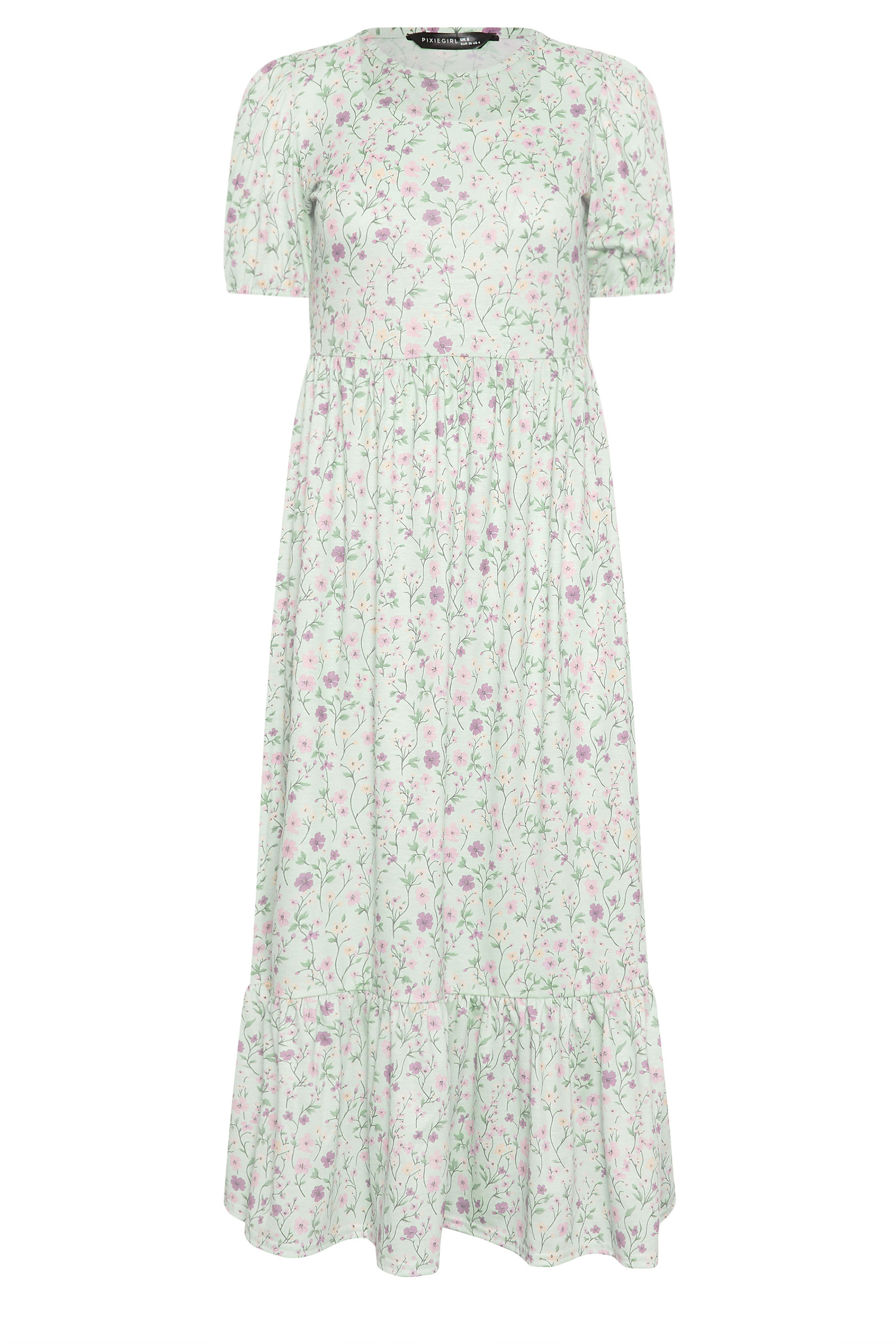 PixieGirls Petite Sage Green Floral Maxi Dress | PixieGirl 5