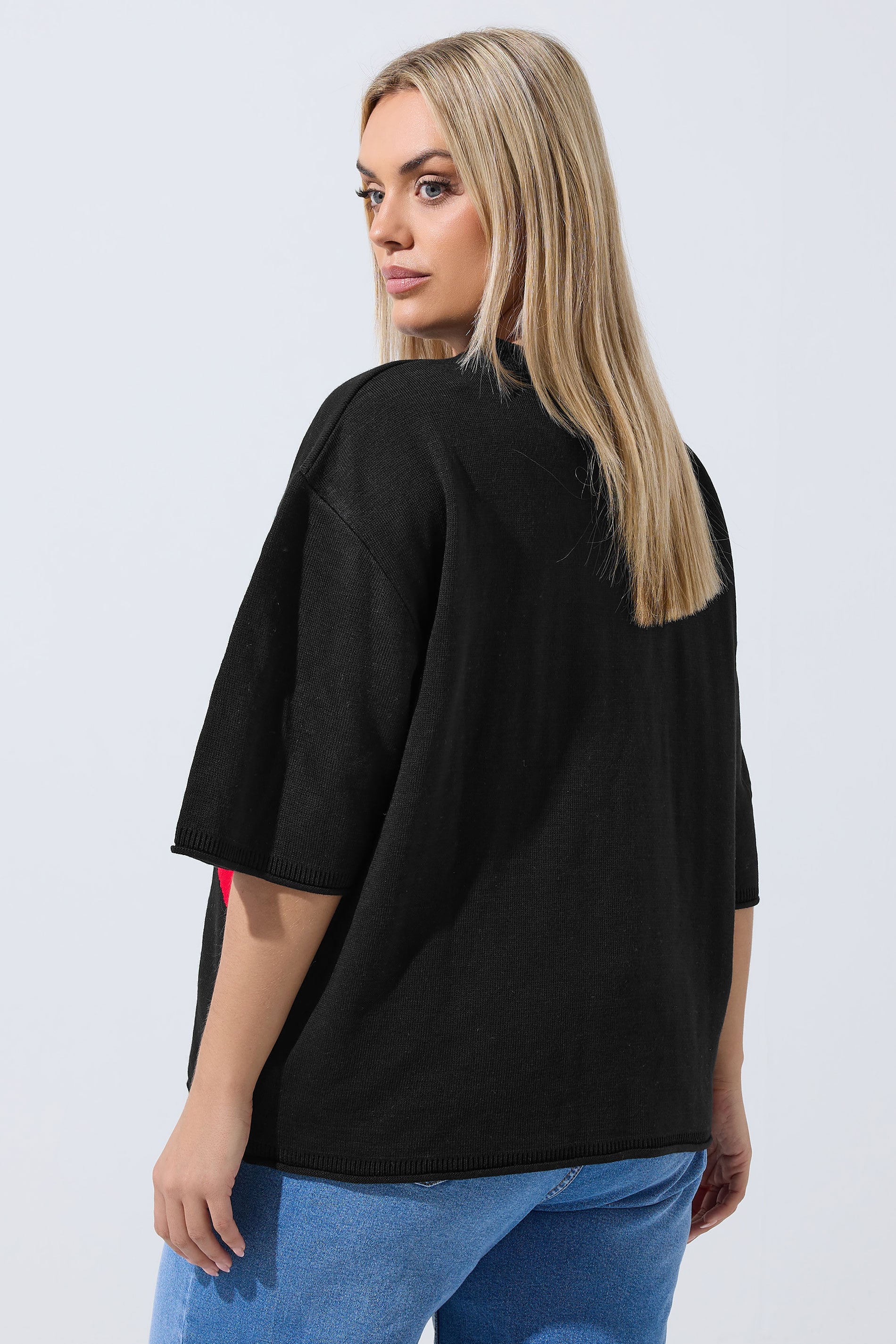 LIMITED COLLECTION Plus Size Black Strawberry Knitted Boxy Top | Yours Clothing 4