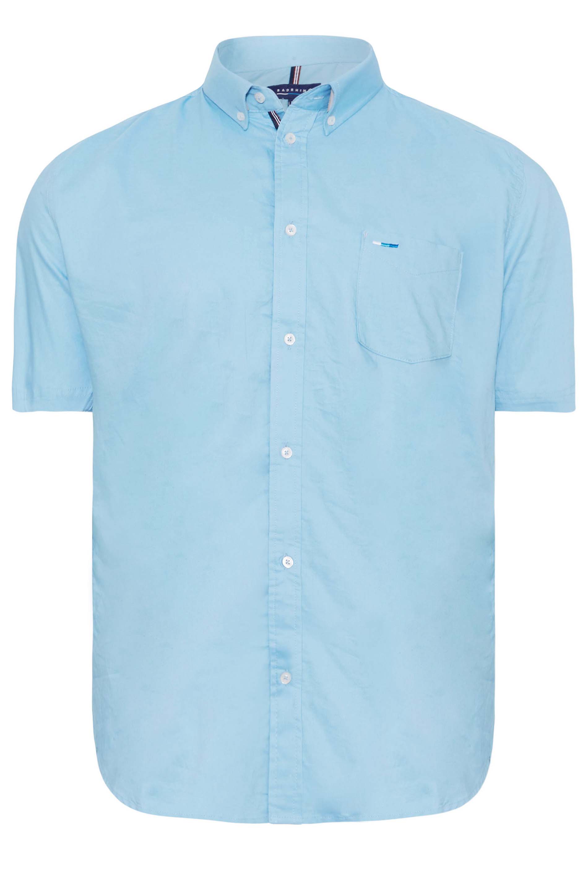 BadRhino Light Blue Essential Short Sleeve Oxford Shirt | BadRhino 3