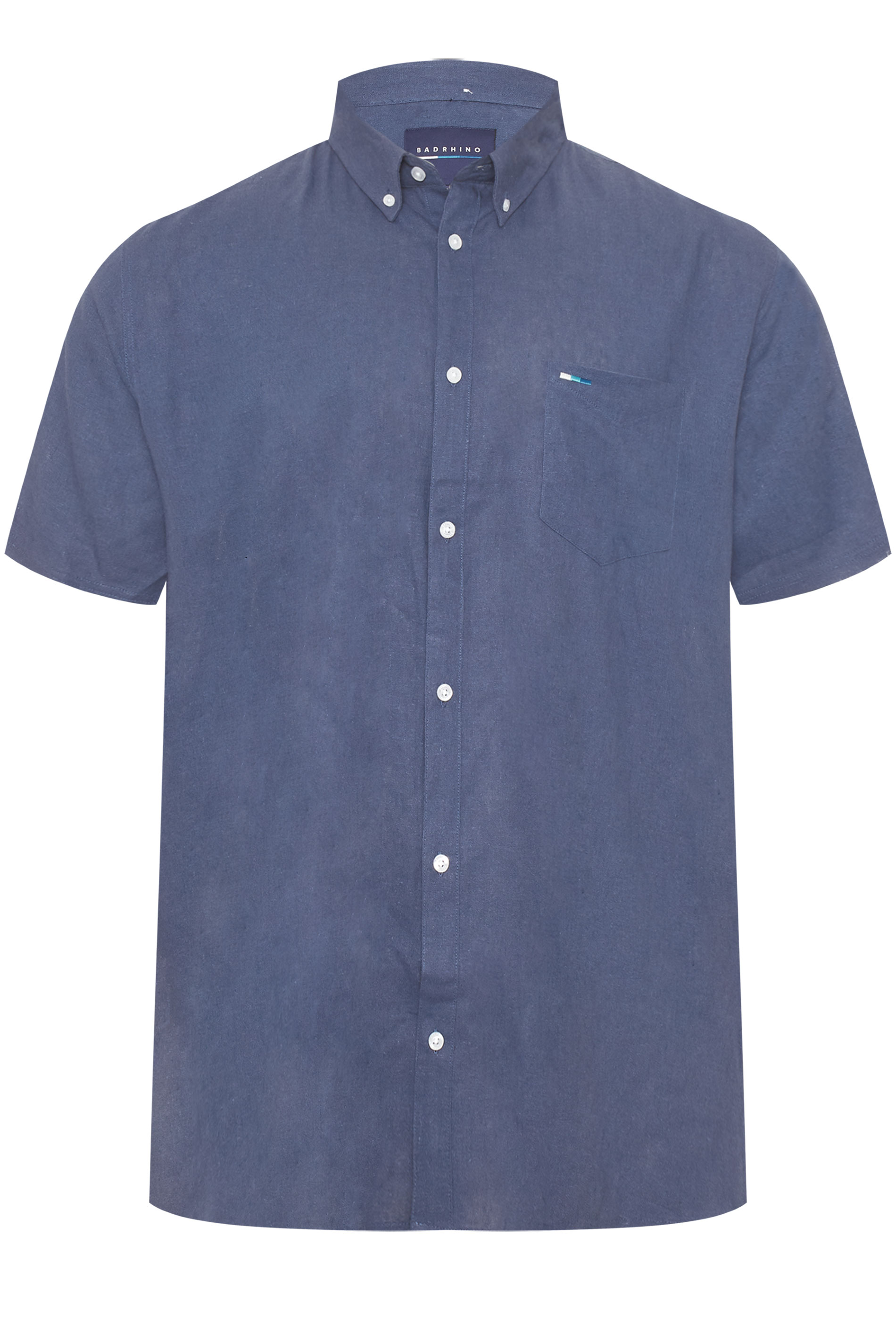 BadRhino Big & Tall Blue Linen Shirt 1