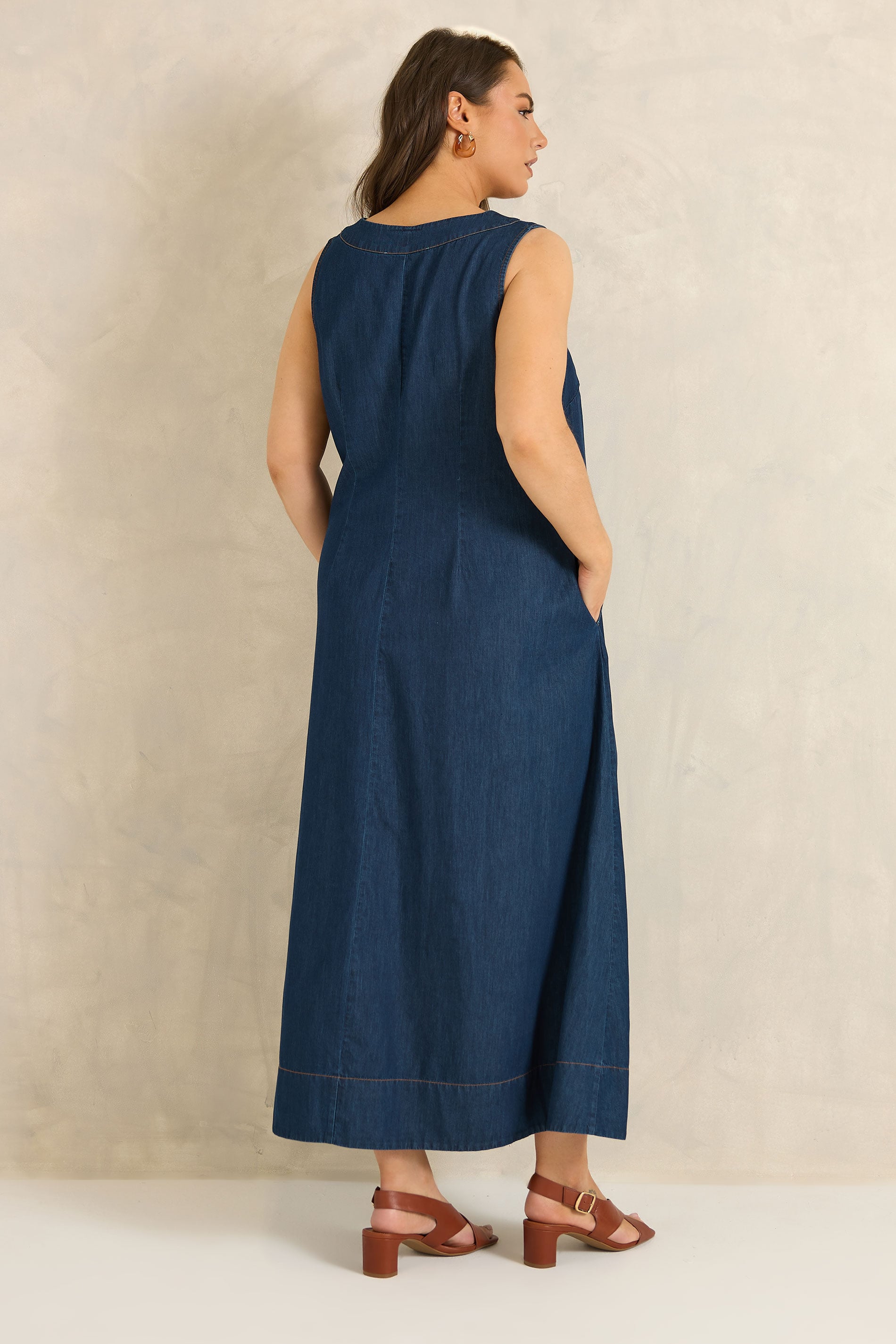 EVANS Plus Size Indigo Blue Sleeveless Cotton Denim Dress | Evans  1
