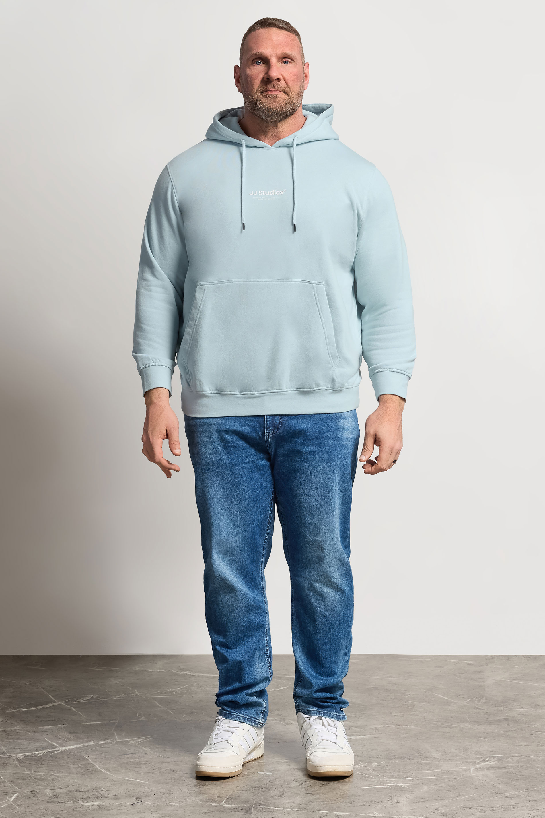 JACK & JONES Big & Tall Celestial Blue Printed Hoodie | BadRhino 1