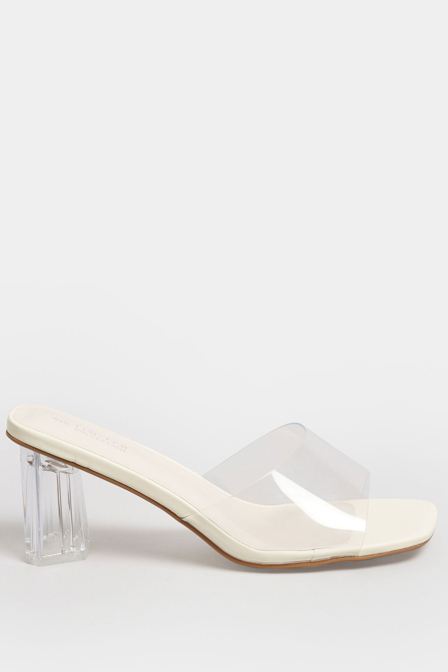 LIMITED COLLECTION White & Clear Block Heel Mules In Extra Wide EEE Fit | Yours Clothing 3