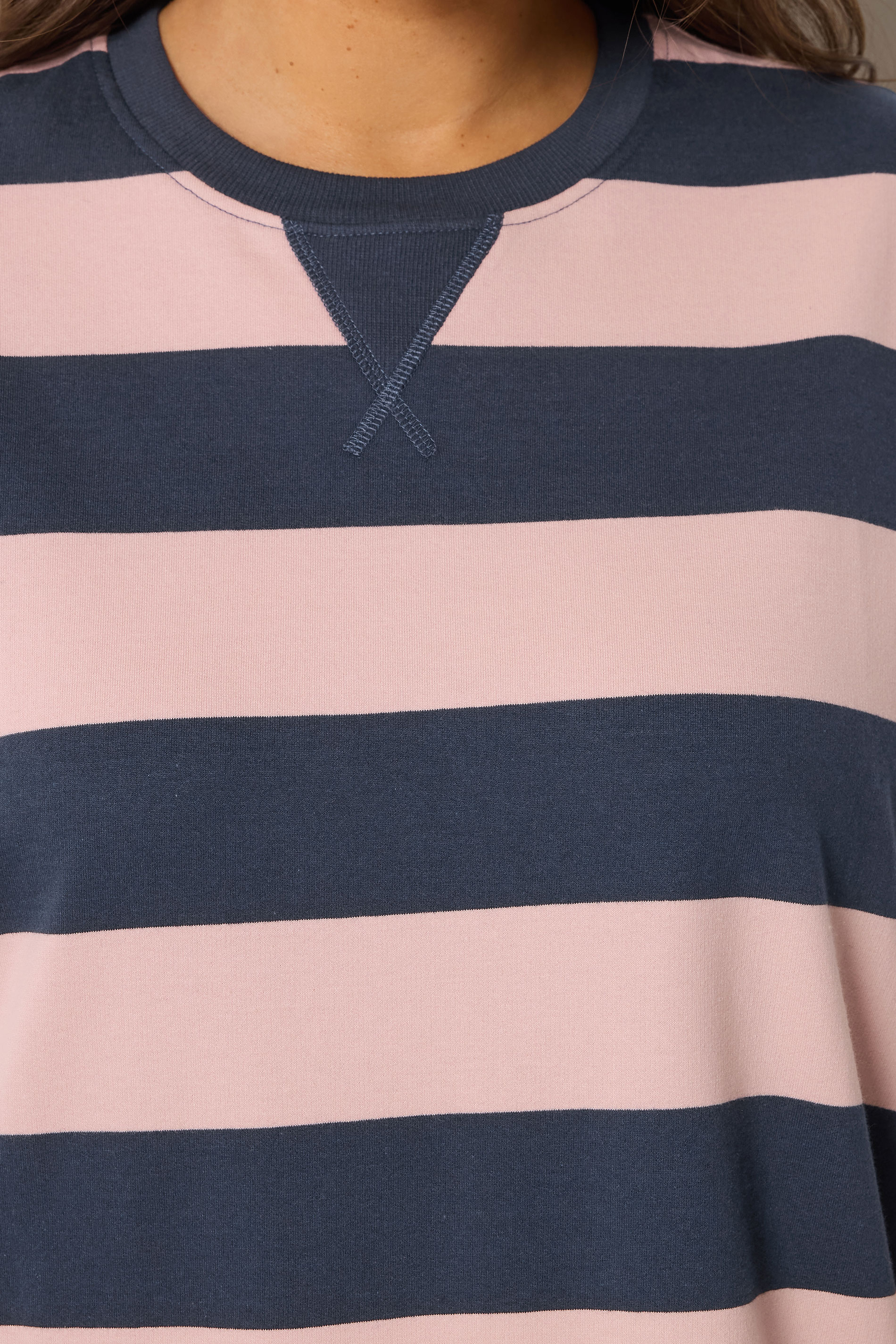 YOURS Plus Size Navy Blue & Pink Stripe T-Shirt Dress | Yours Clothing 4