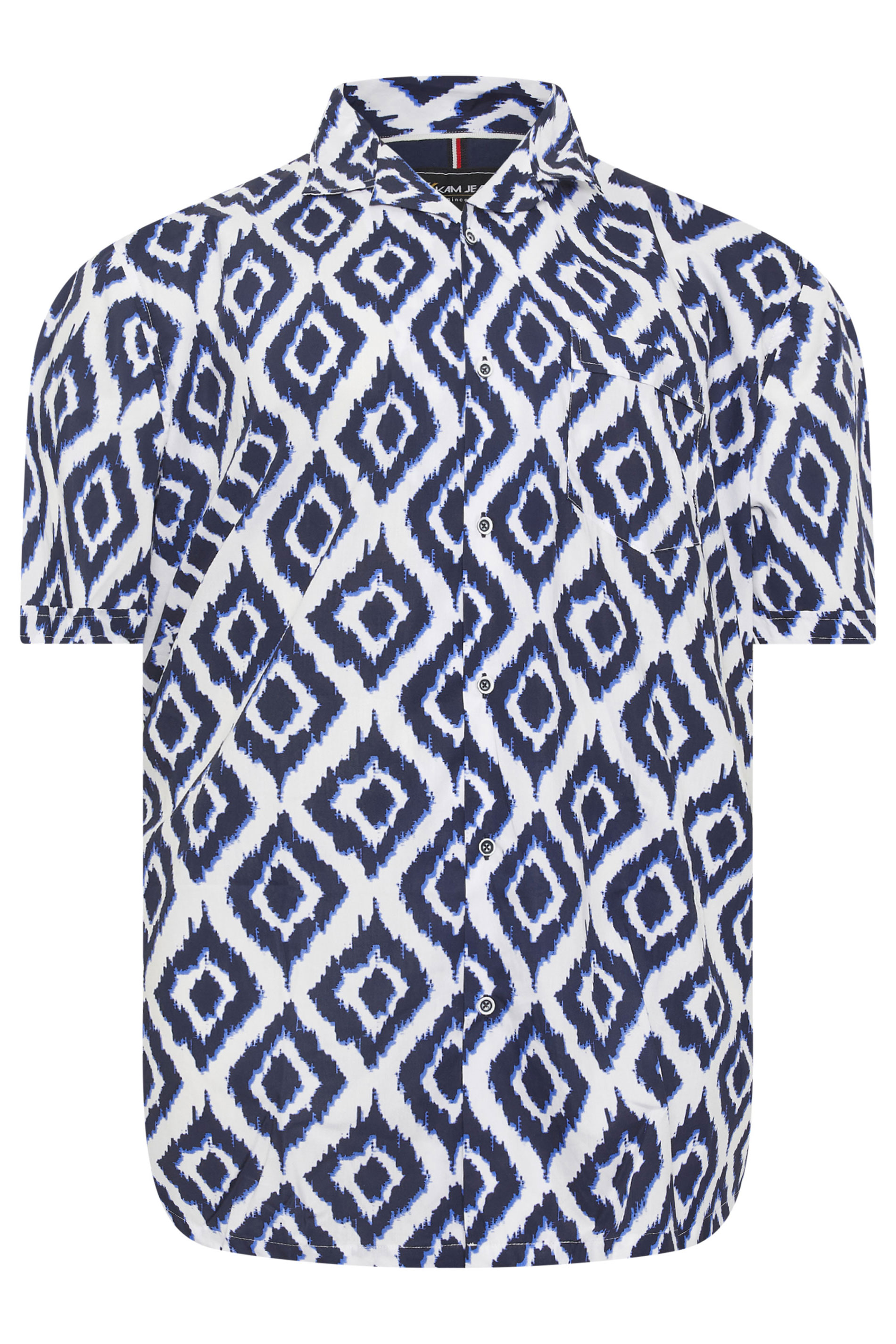 KAM Big & Tall Navy Blue Hawaiian Print Shirt | BadRhino 2