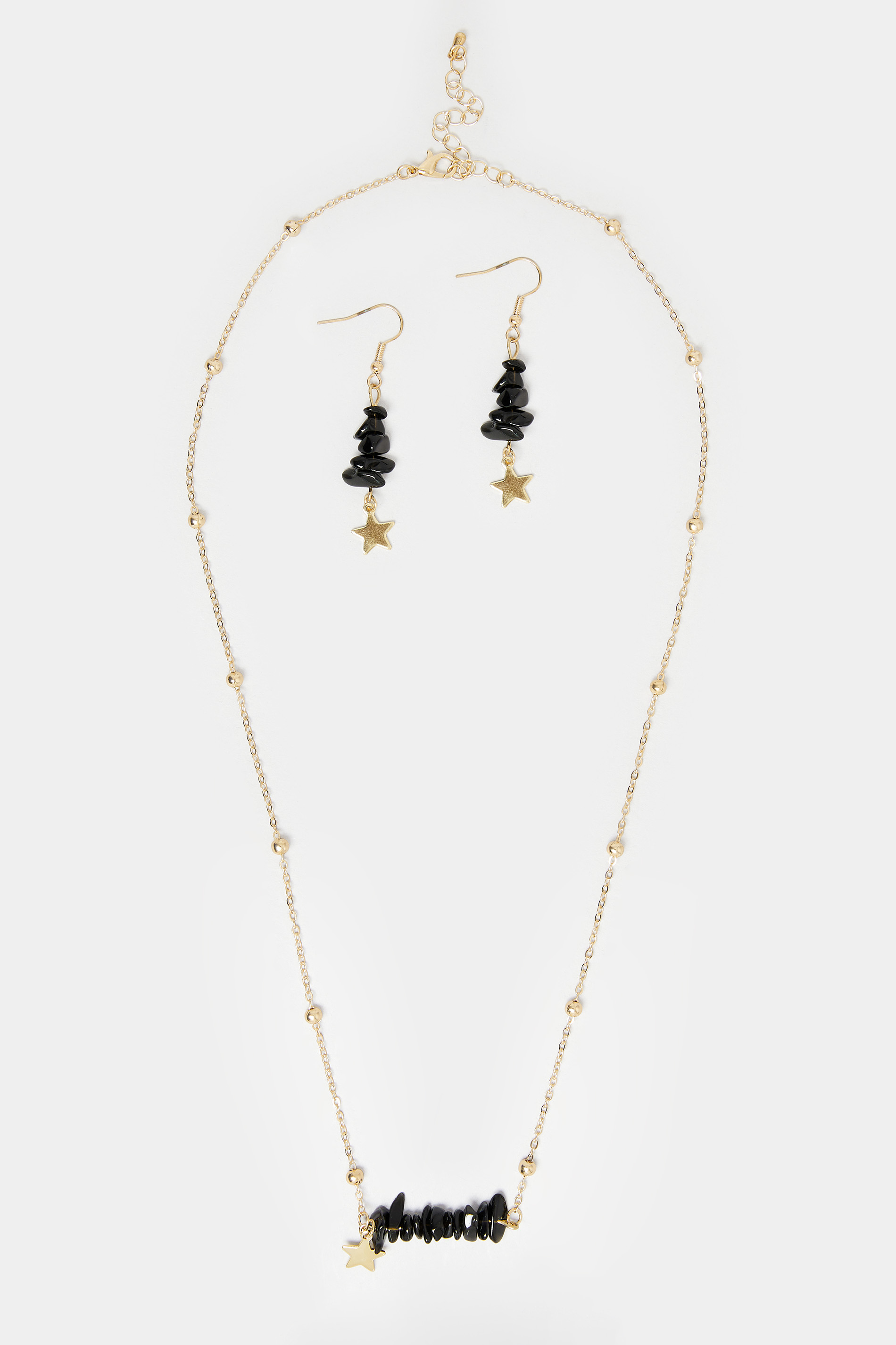 2 PACK Gold Tone Stone Star Necklace & Earring Set | Yours Clothing 2