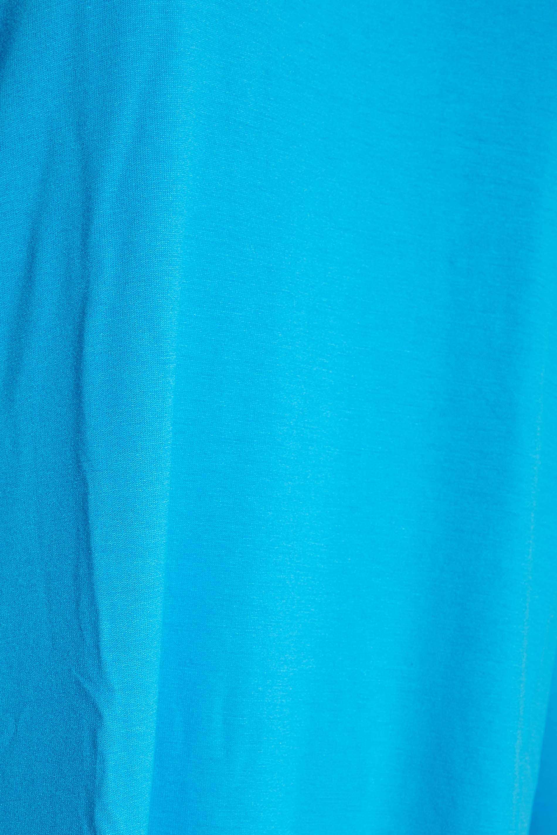 Grande taille  Tops Grande taille  Tops Ourlet Plongeant | LIMITED COLLECTION - T-Shirt Bleu Turquoise Manches Longues Ourlet Plongeant - DP02043
