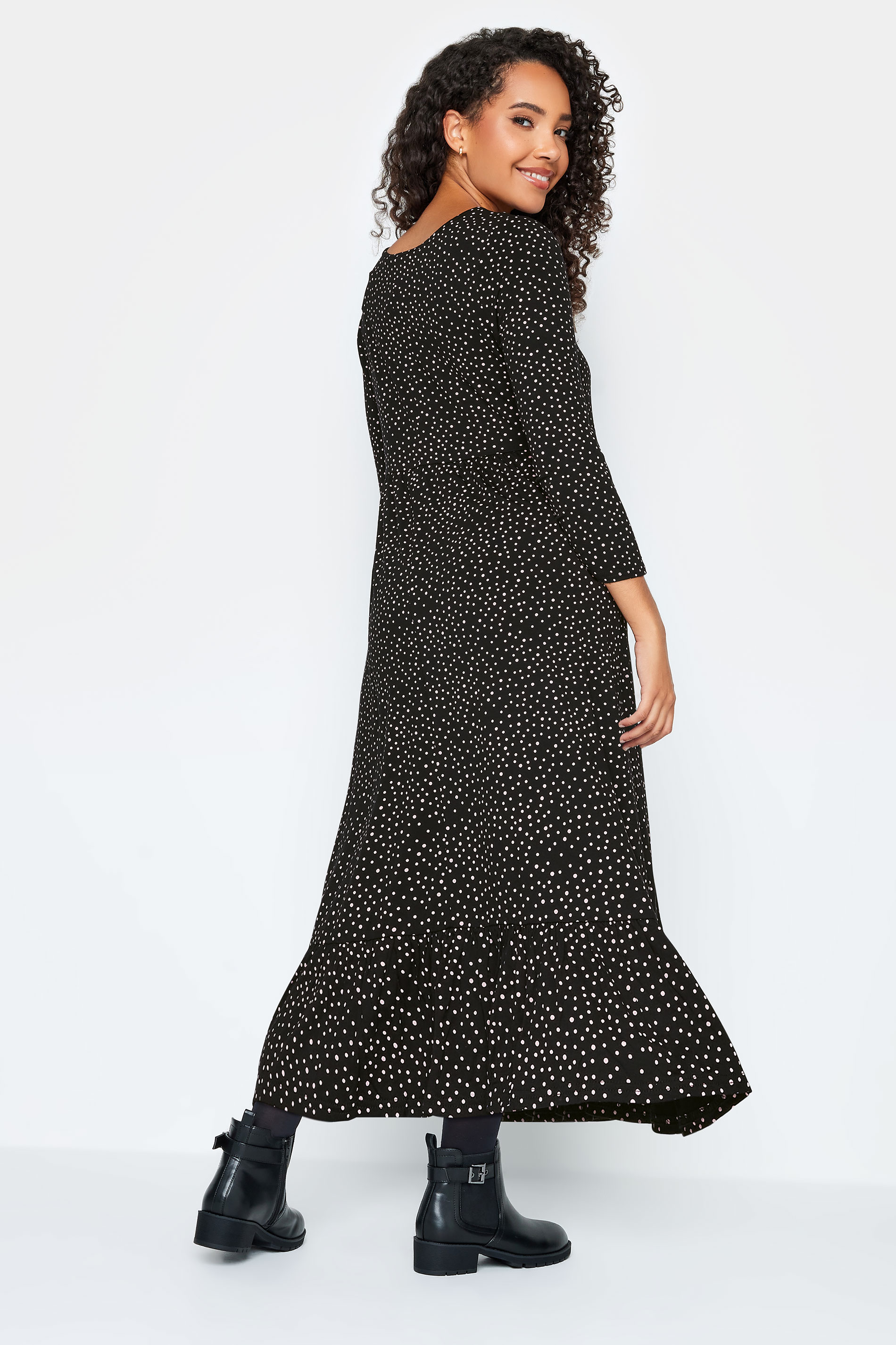 M&Co Petite Black Spot Print Midi Dress | M&Co 3
