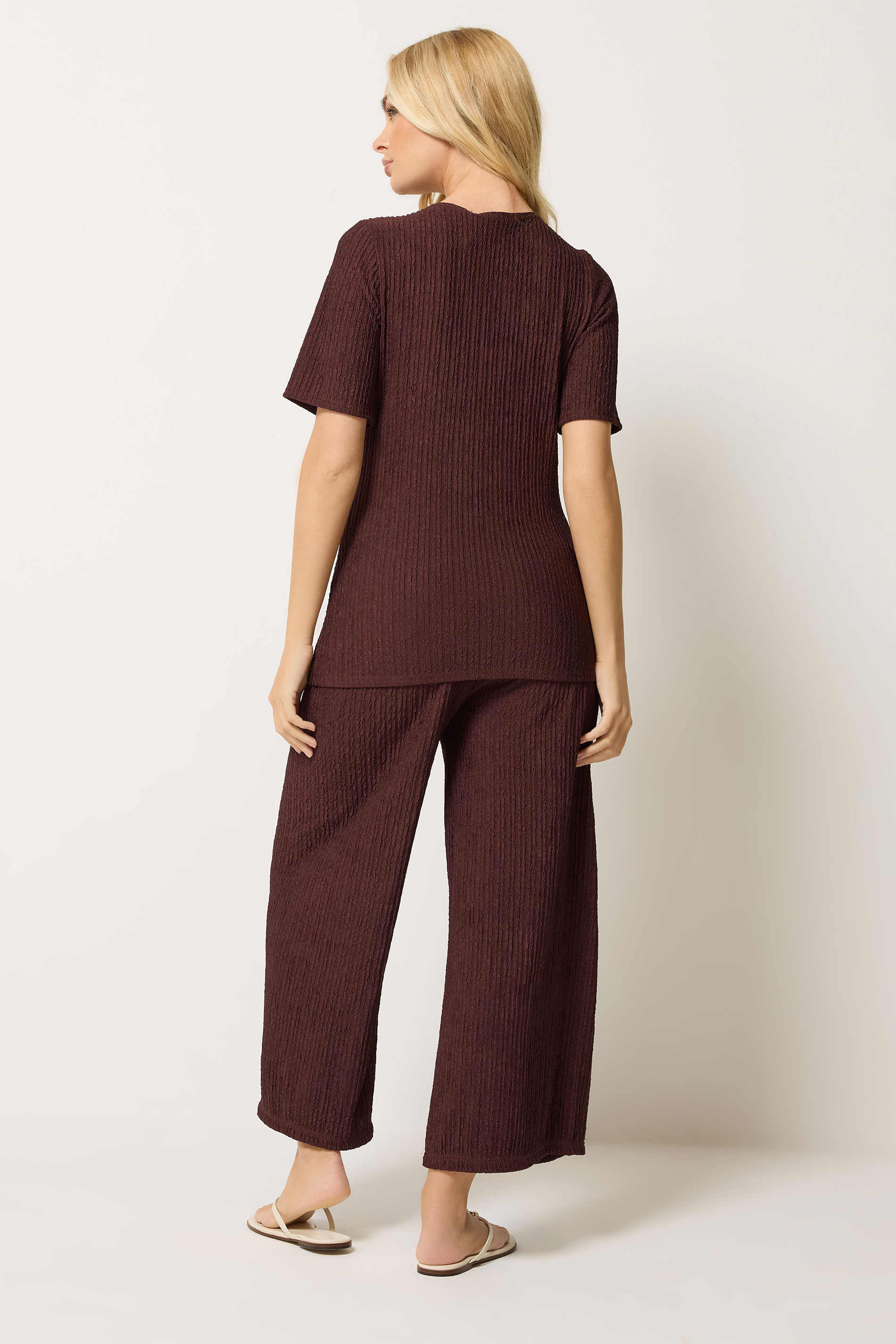 M&Co Rust Brown Textured Top and Trousers Set | M&Co 1
