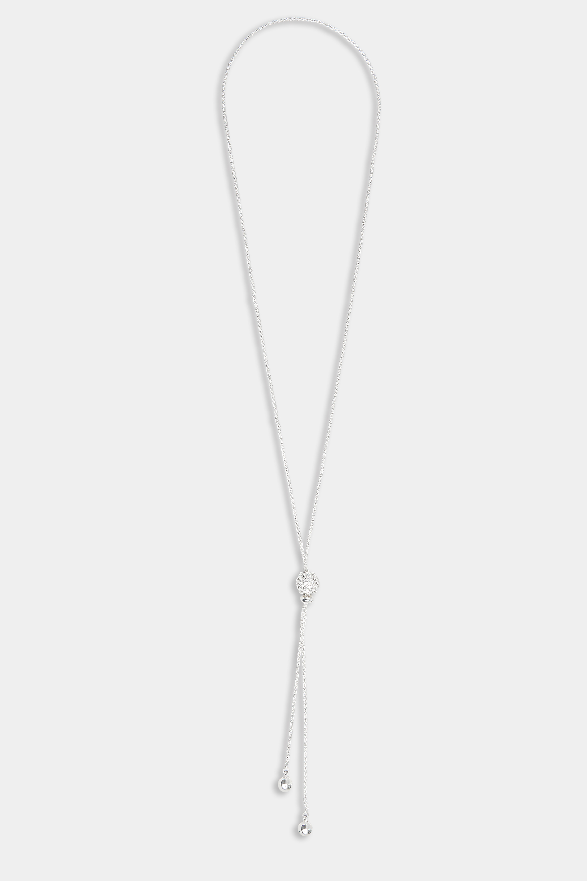 Silver Diamante Ball Long Necklace | Yours Clothing  2
