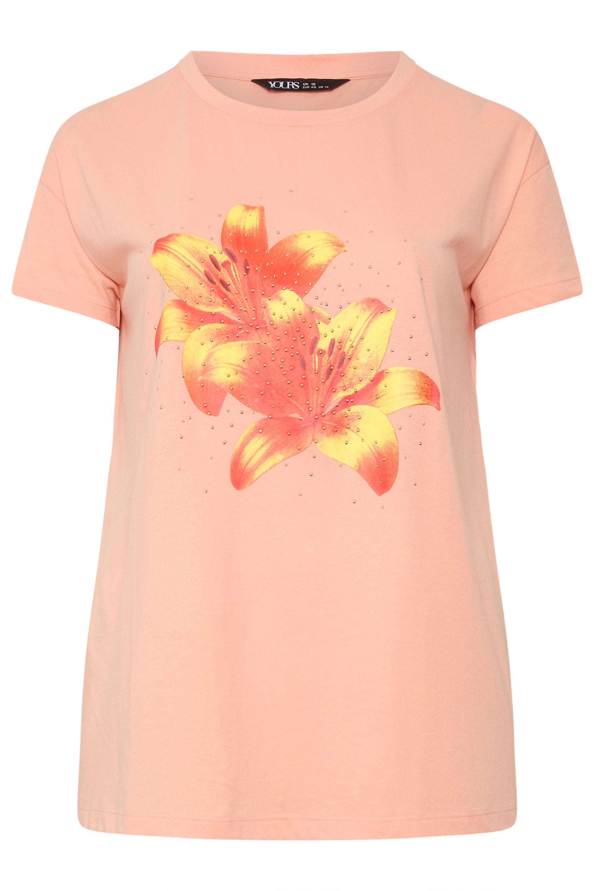 YOURS Plus Size Orange Flower Graphic T-Shirt | Yours Clothing 5
