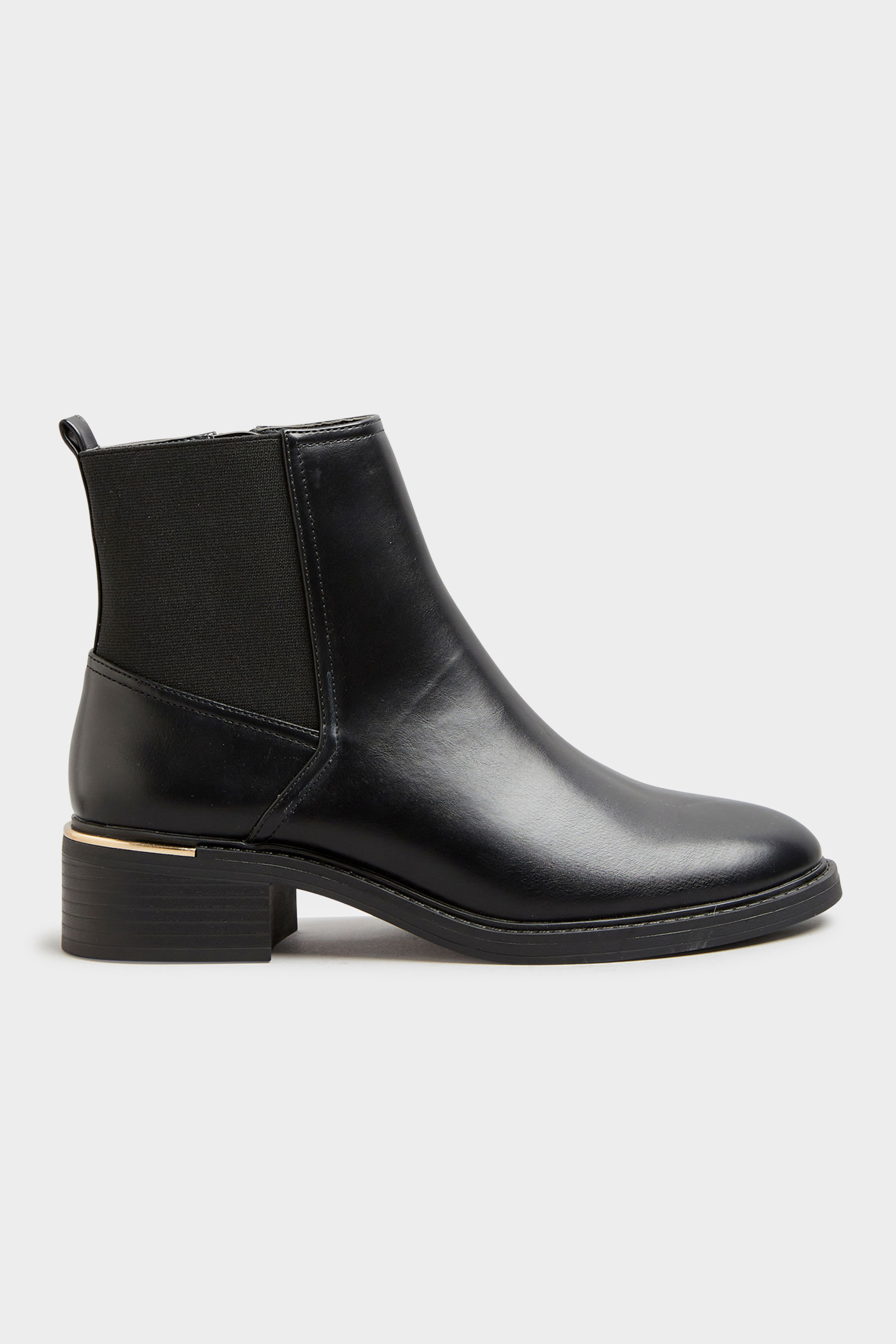 LTS Black Metal Trim Chelsea Boots In Standard Fit | Long Tall Sally