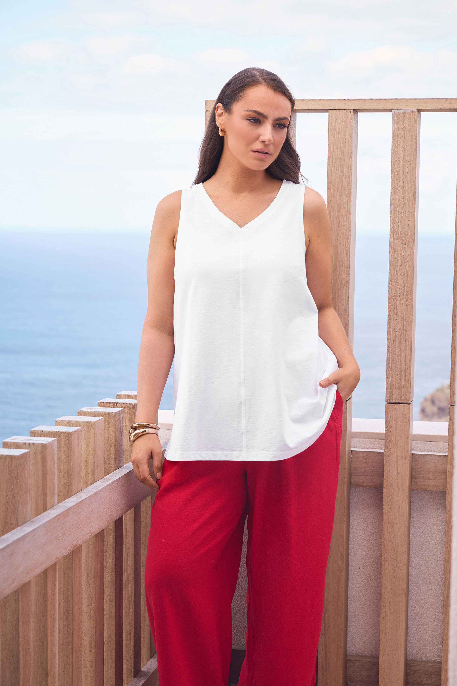 EVANS Plus Size White Premium Cotton Vest Top | Evans 3