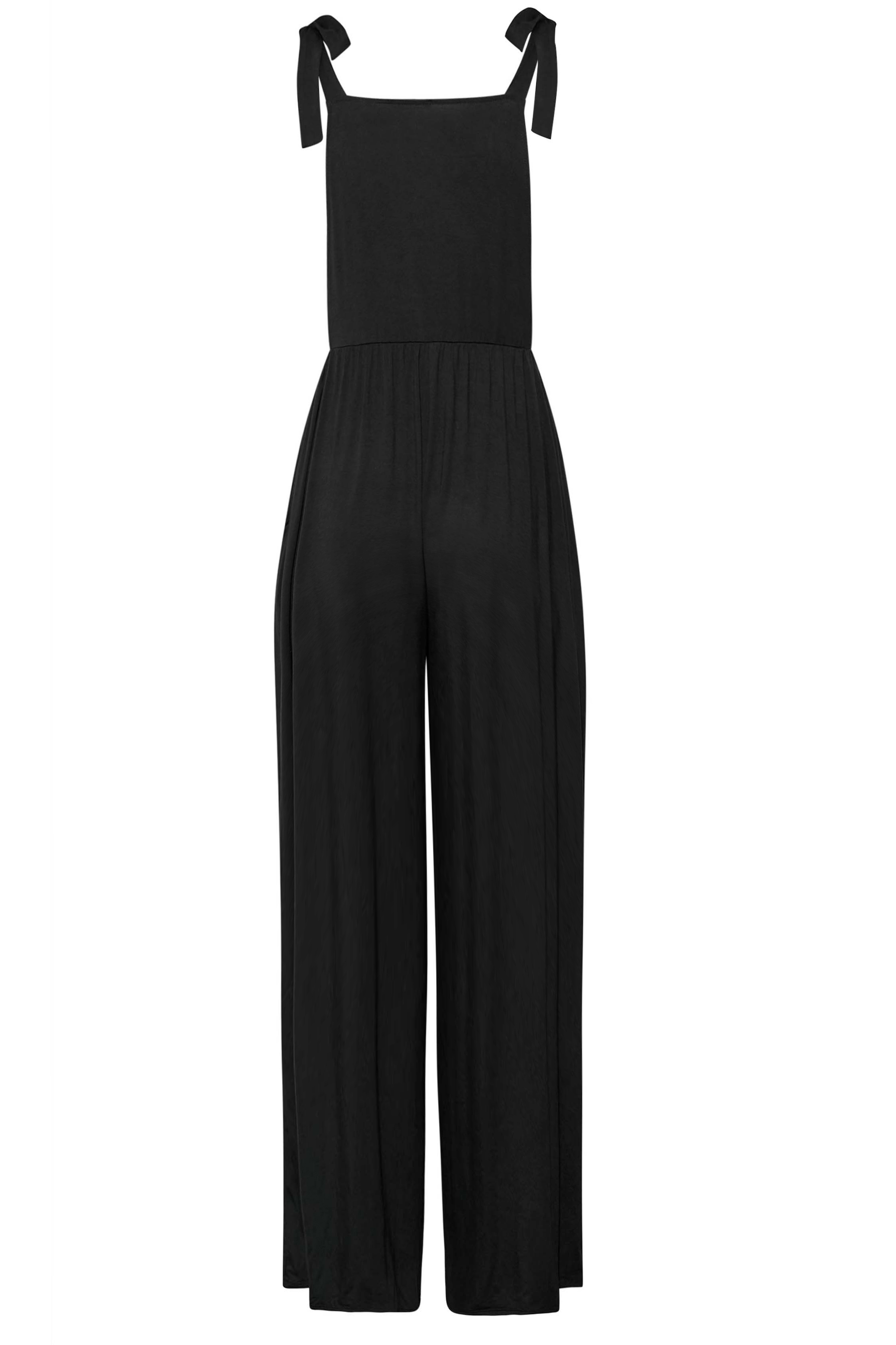 LTS Tall Black Wide Leg Culotte Dungarees | Long Tall Sally