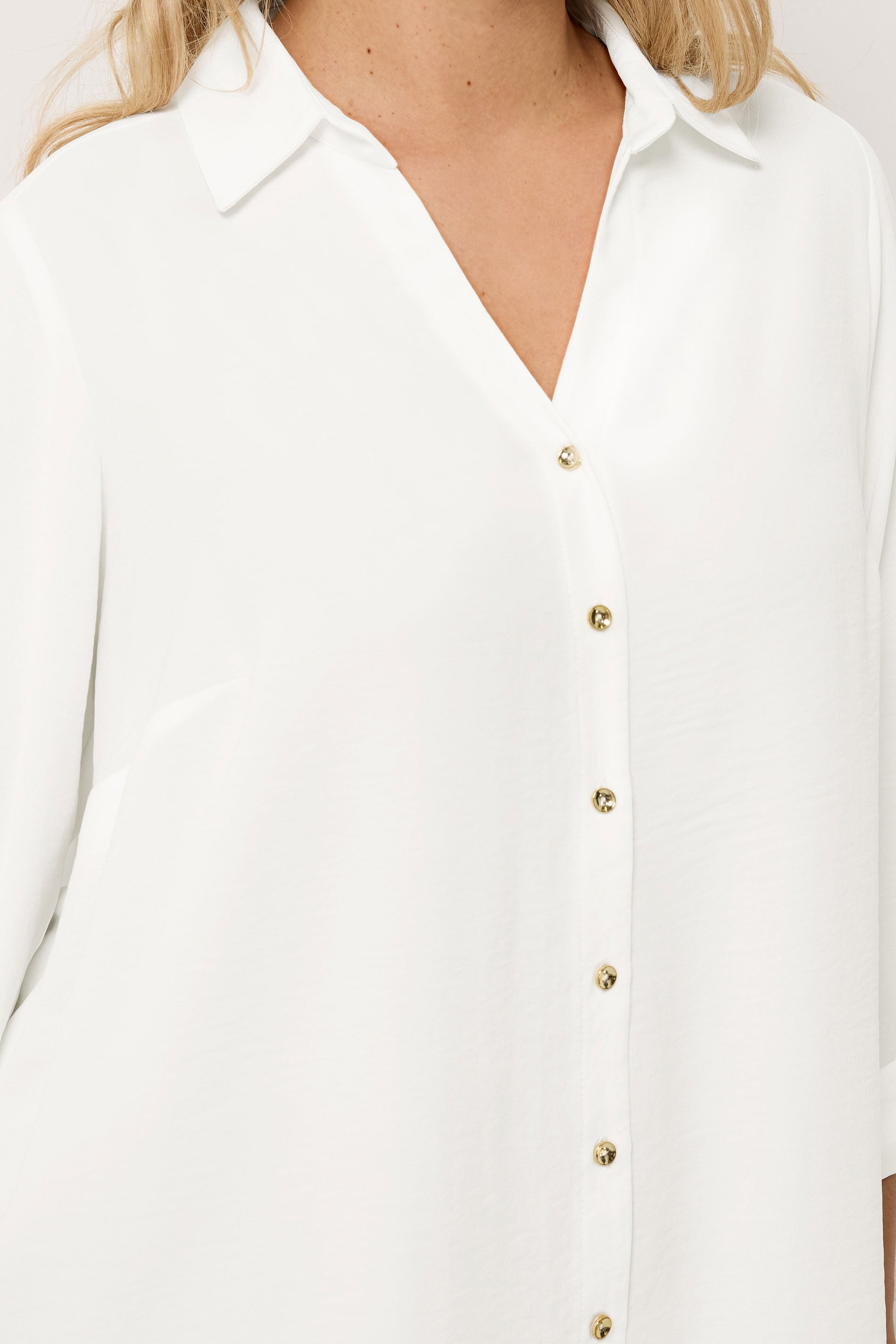 YOURS Plus Size Ivory White Button Through Blouse | Yours Clothing 4