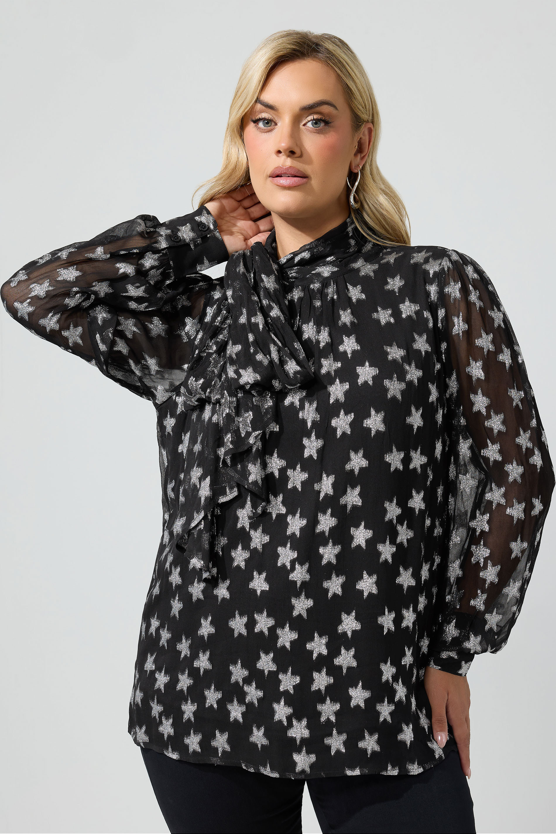 Yours London Zwarte Metallic Blouse Met Ster Size 38