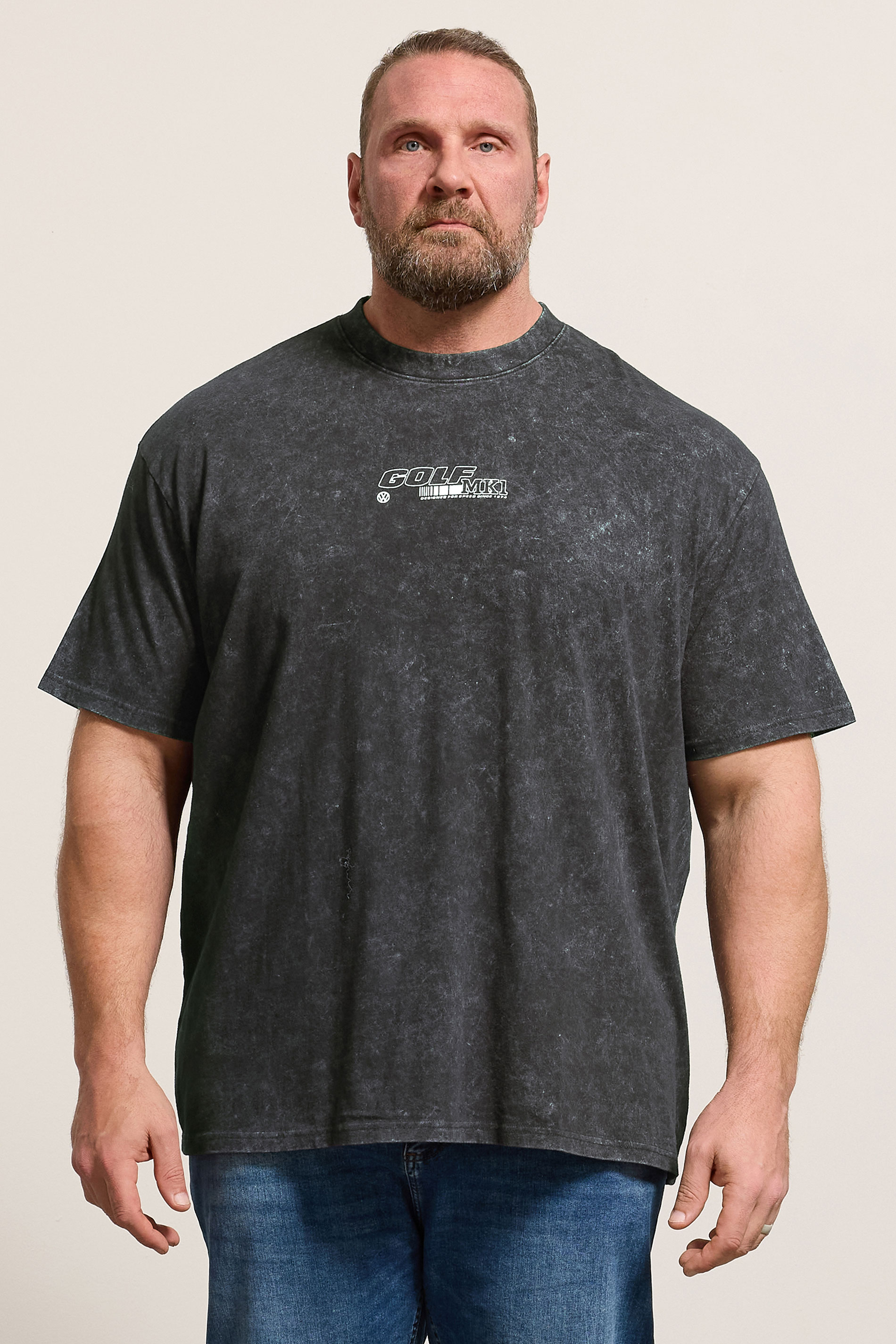 BadRhino Big & Tall Black Acid Wash Golf GTI Graphic T-Shirt | BadRhino 3