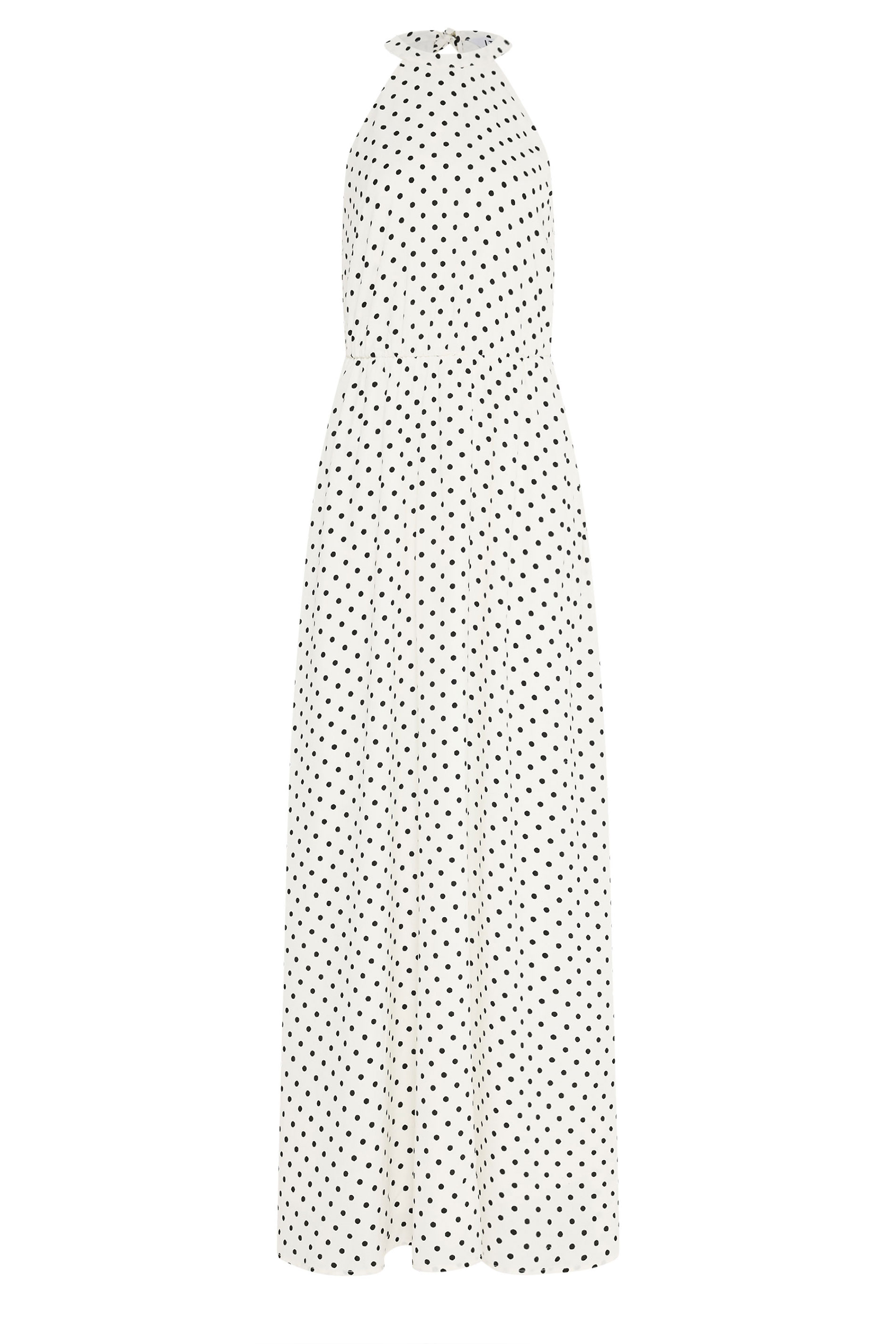 LTS Tall Women's White Satin Polka Dot Halter Neck Dress | Long Tall Sally 6