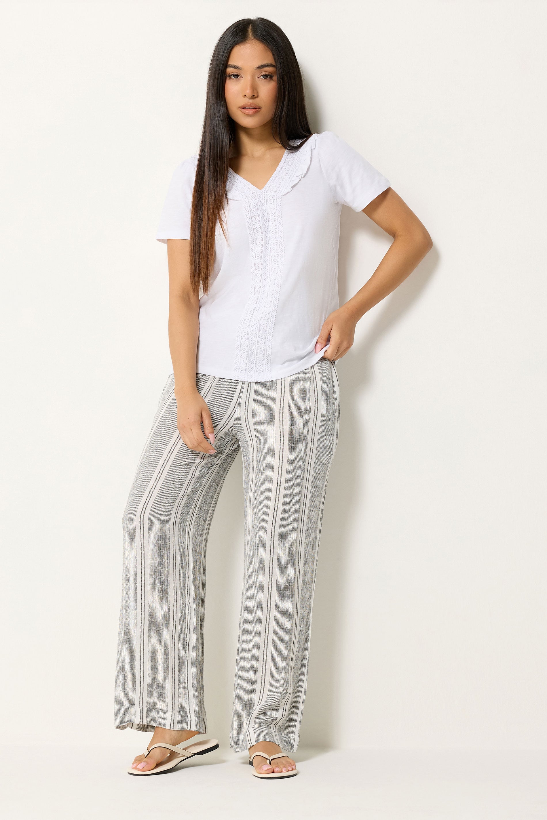 M&Co Petite White Embroidered Trim Cotton Blouse | M&Co 1