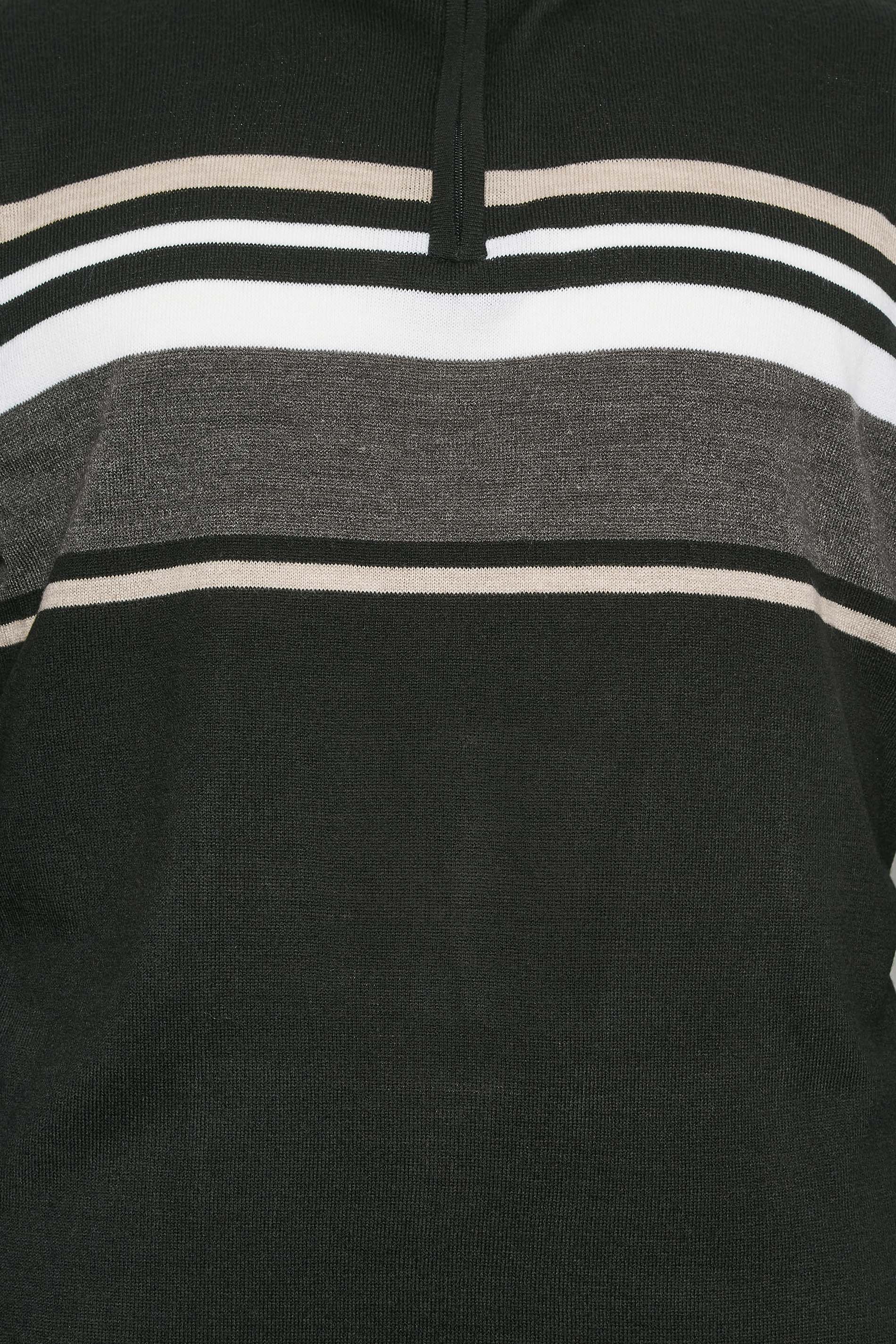 BadRhino Big & Tall Black Stripe Quarter Zip Knitted Jumper | BadRhino 3