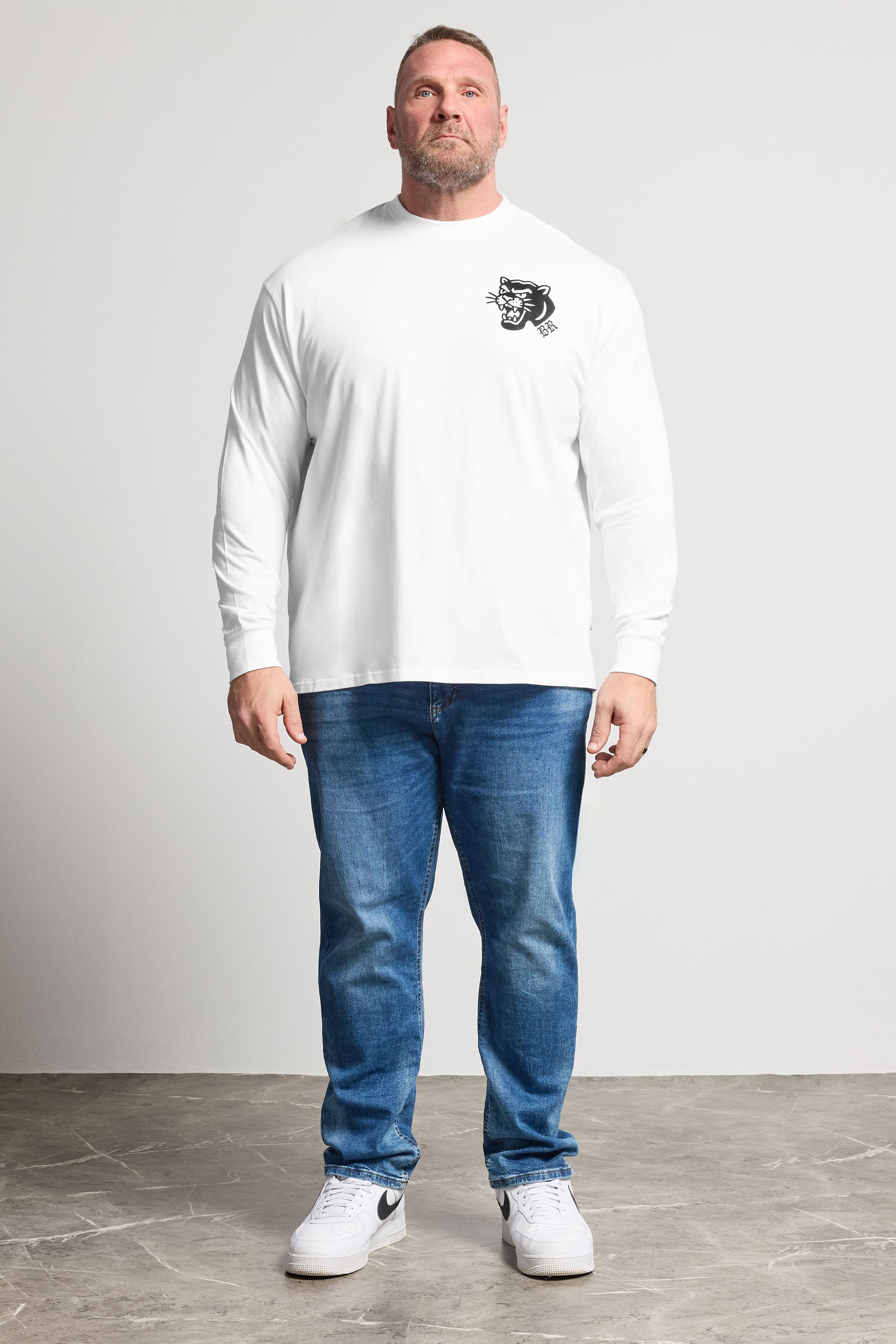 BadRhino Big & Tall White Panther Long Sleeve Graphic T-Shirt | BadRhino 2