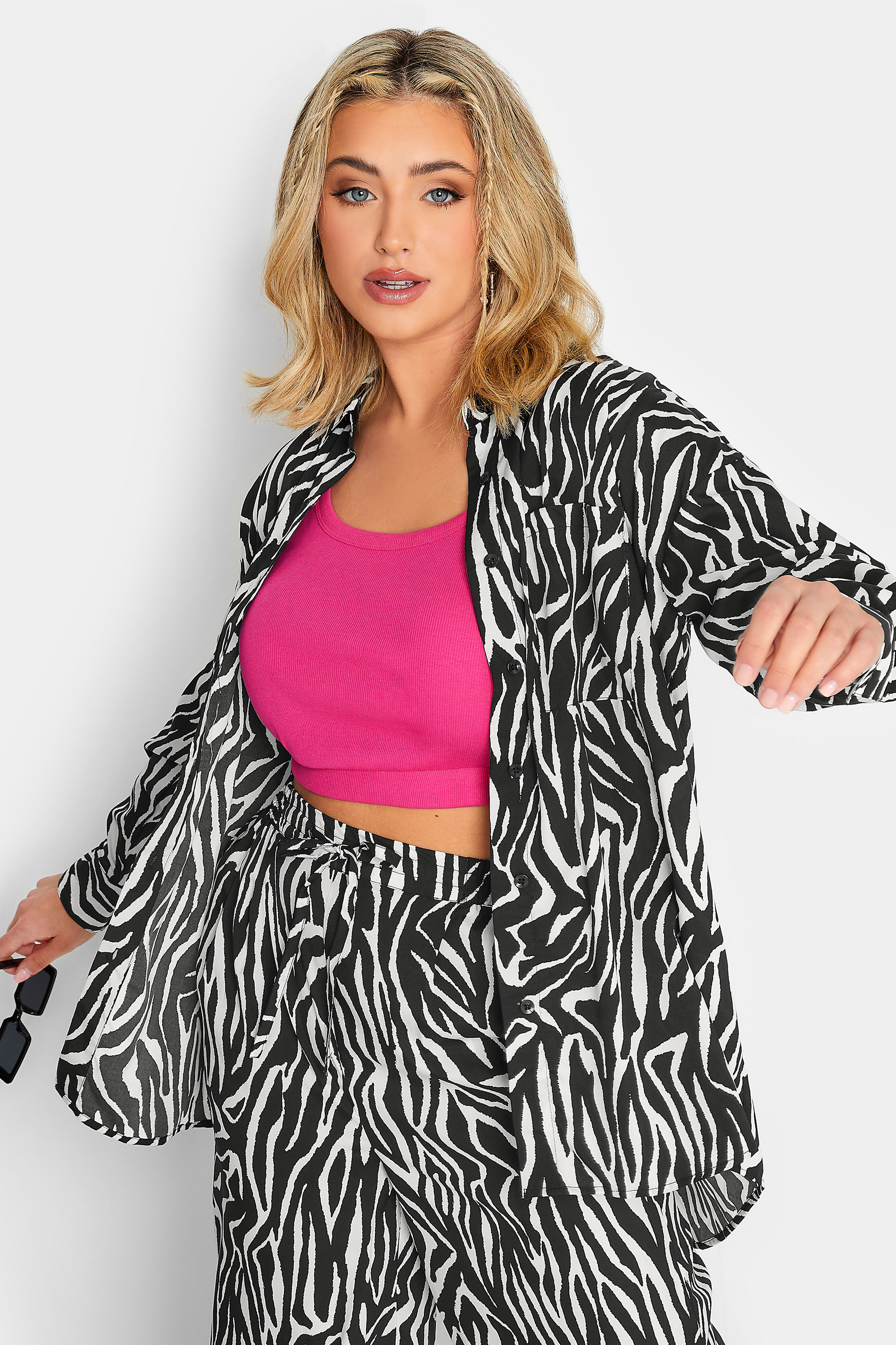 LIMITED COLLECTION Plus Size Curve White & Black Zebra Print Shirt | Yours Clothing  3
