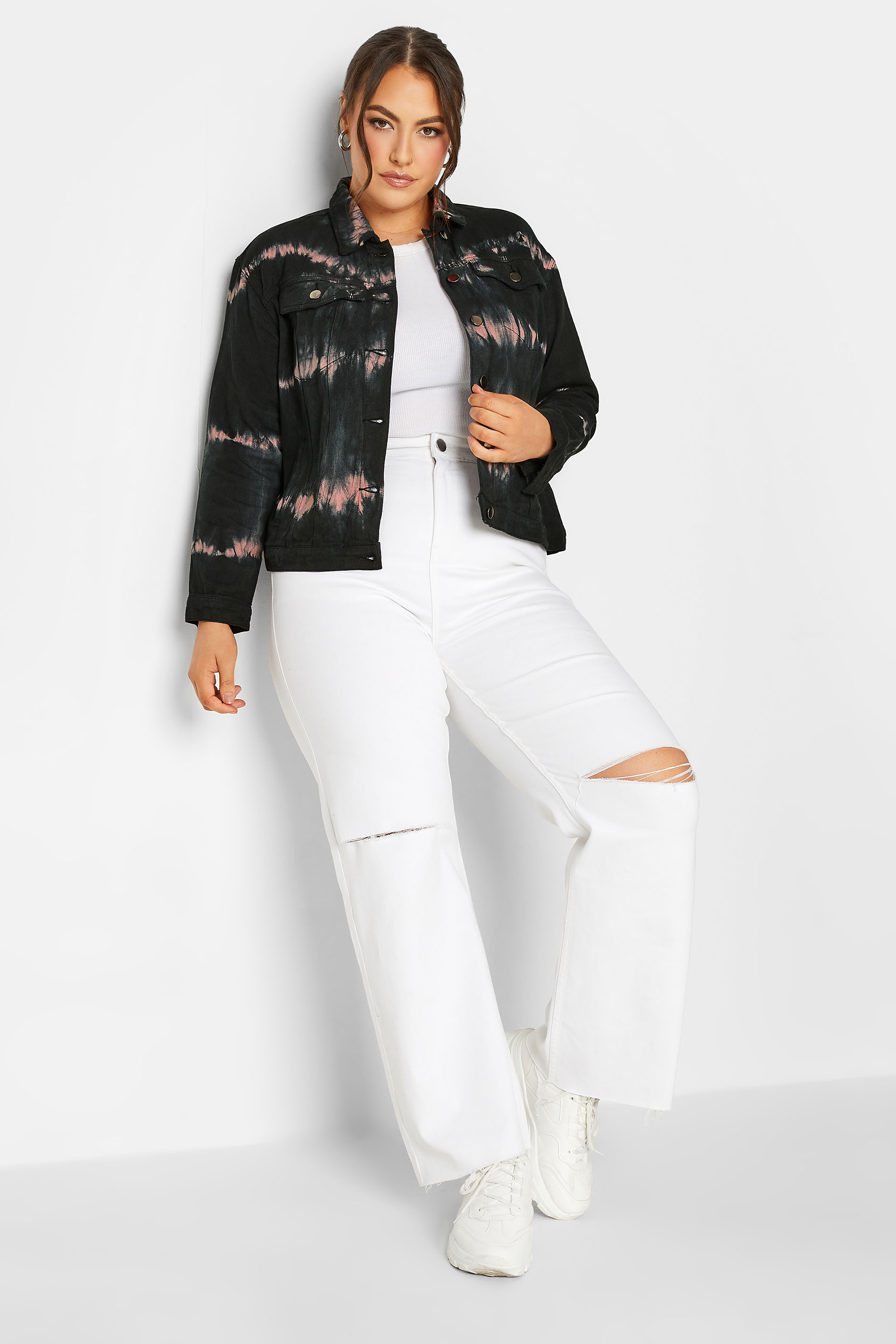 LIMITED COLLECTION Plus Size Black Tie Dye Denim Jacket | Yours Clothing 2