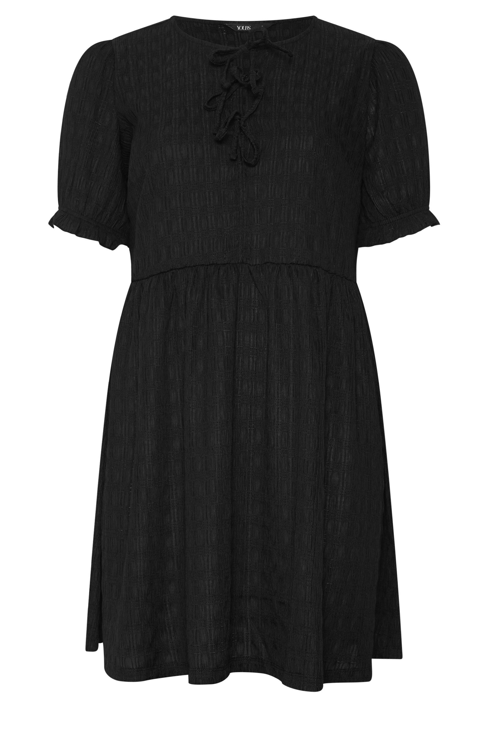 YOURS Plus Size Black Bow Front Mini Dress | Yours Clothing 5