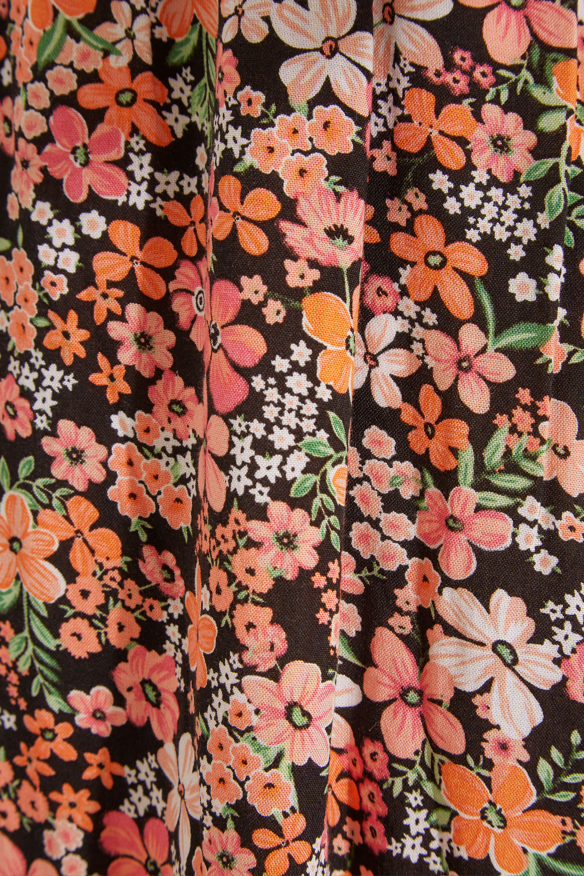 Grande taille  Pantalons Grande taille  Pantacourts | Jupe-Culotte Noir & Orange en Imprimé Floral - QO54560