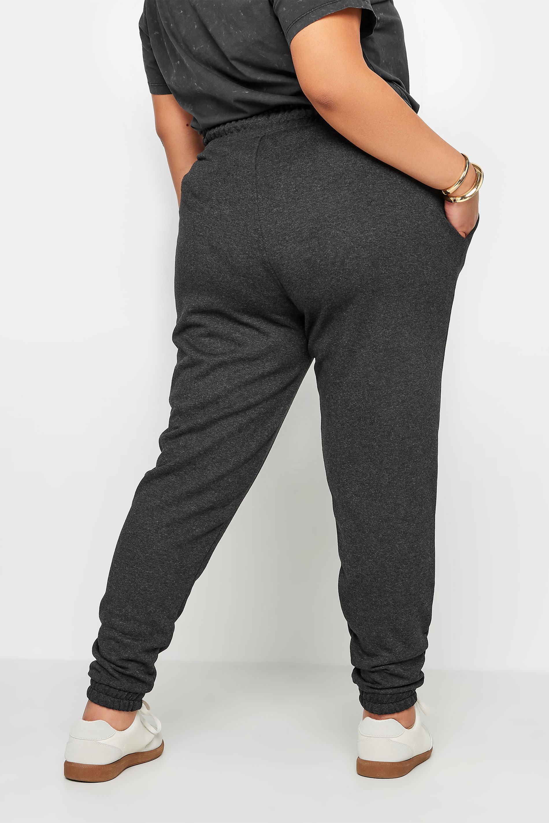 YOURS Plus Size Charcoal Grey Elasticated Joggers | Yours Clothing 3