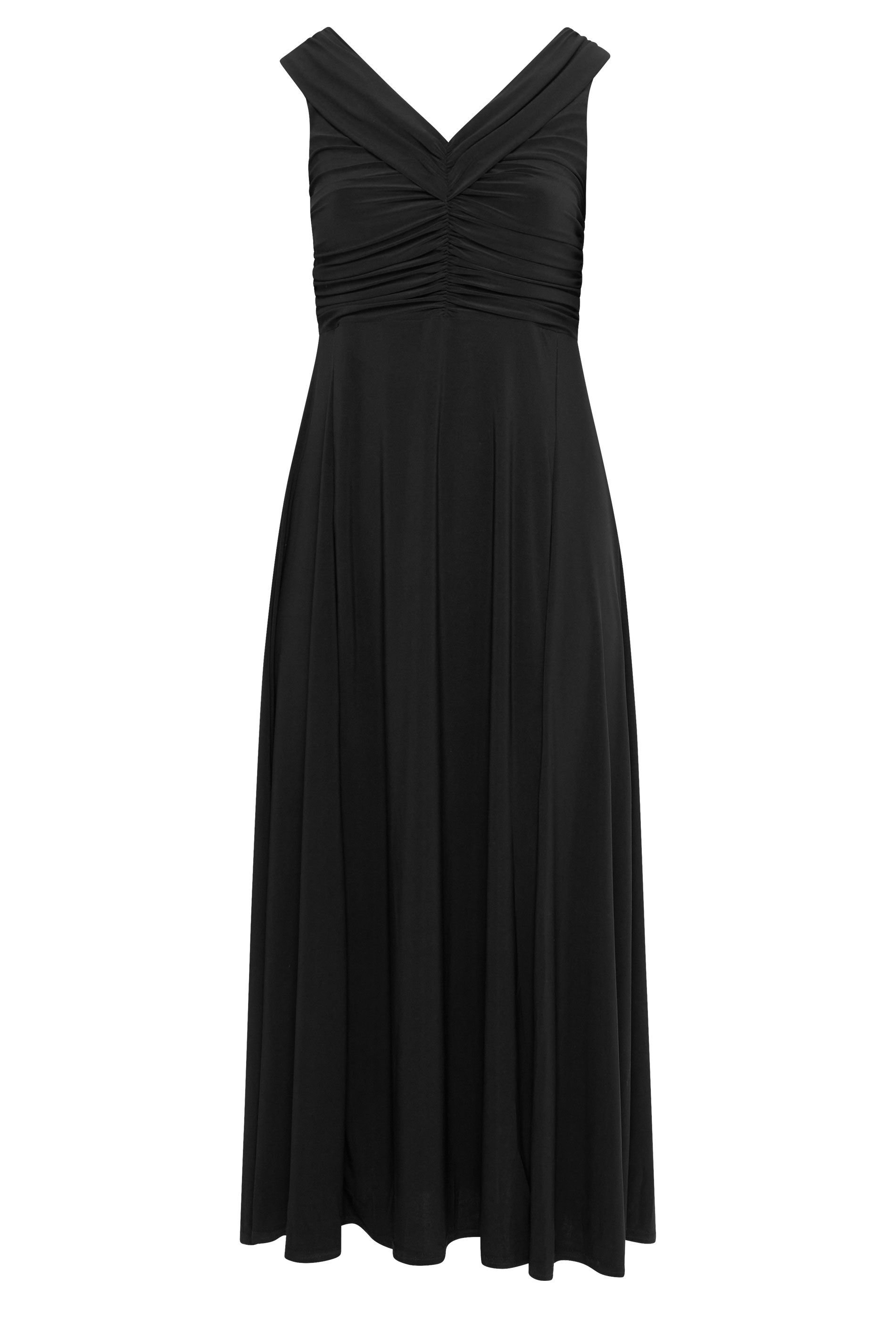 YOURS LONDON Curve Black Gathered Front Maxi Dress | Yours Clothing  5