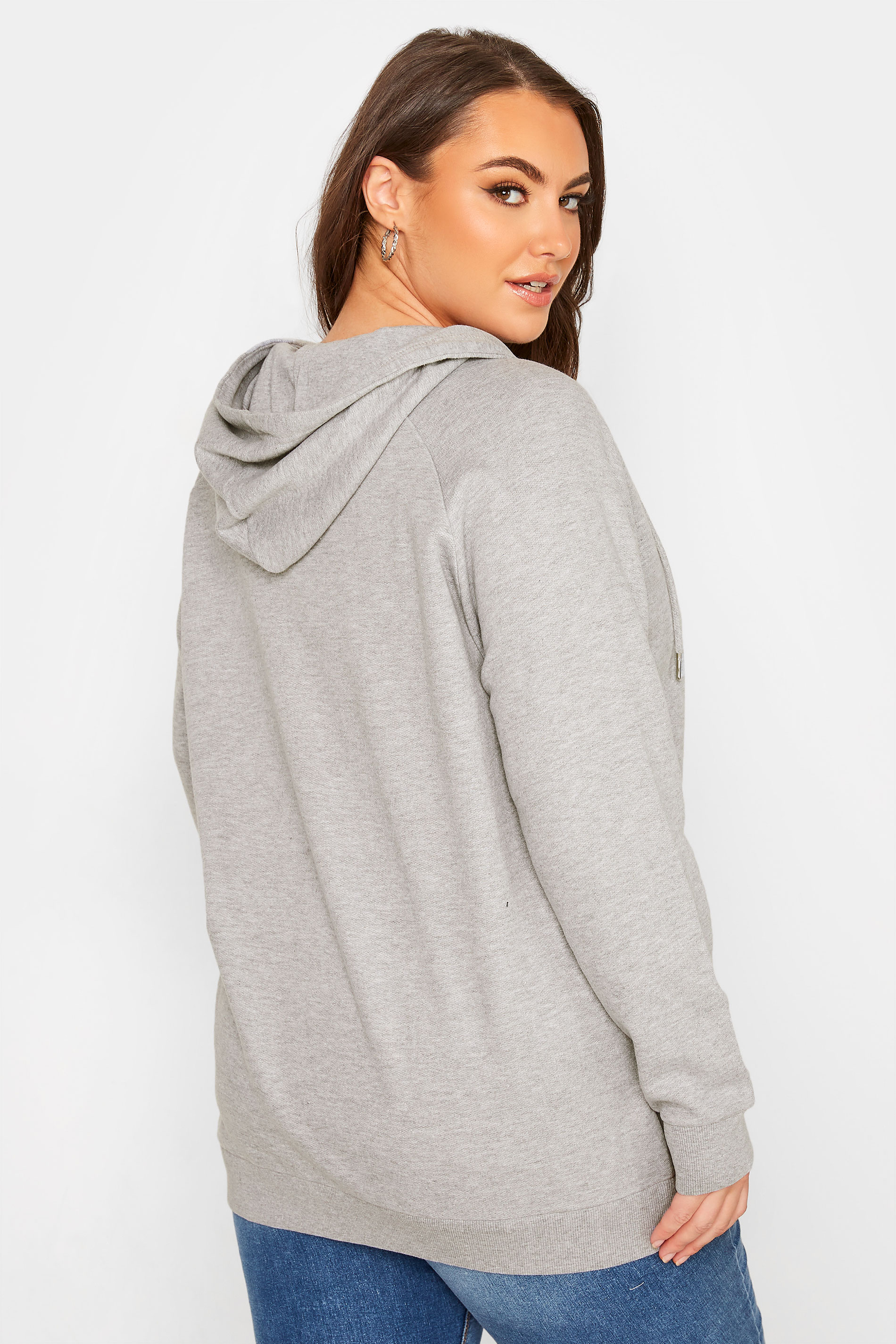 Plus Size Grey Basic Zip Through Hoodie | Yours Clothing  3
