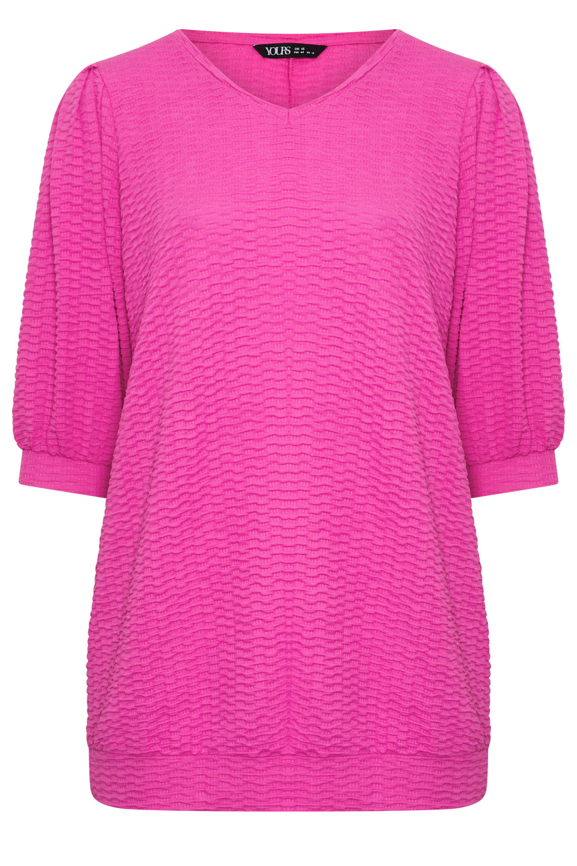 YOURS Plus Size Pink Textured Balloon Sleeve Top | Yours Clothing 5