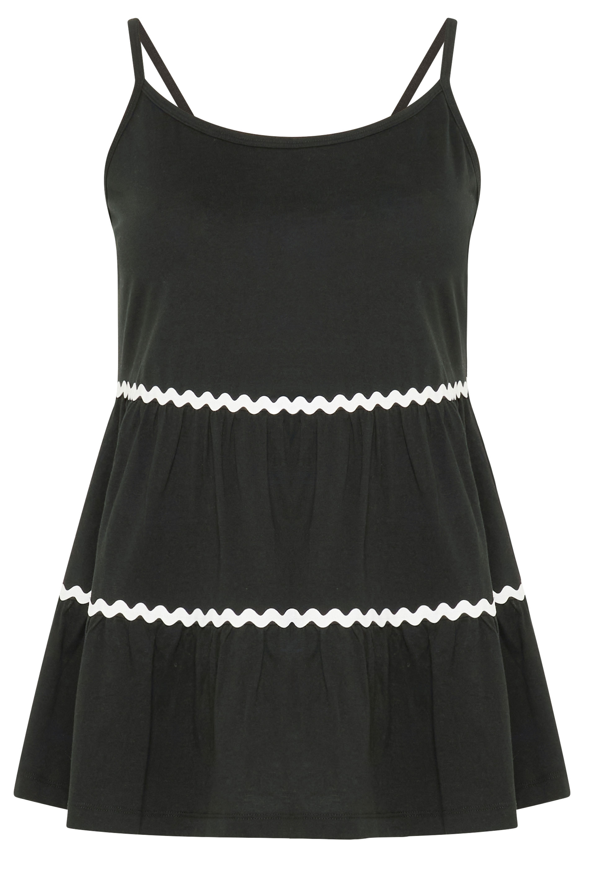 YOURS Plus Size Black Tiered Trim Vest Top | Yours Clothing 5