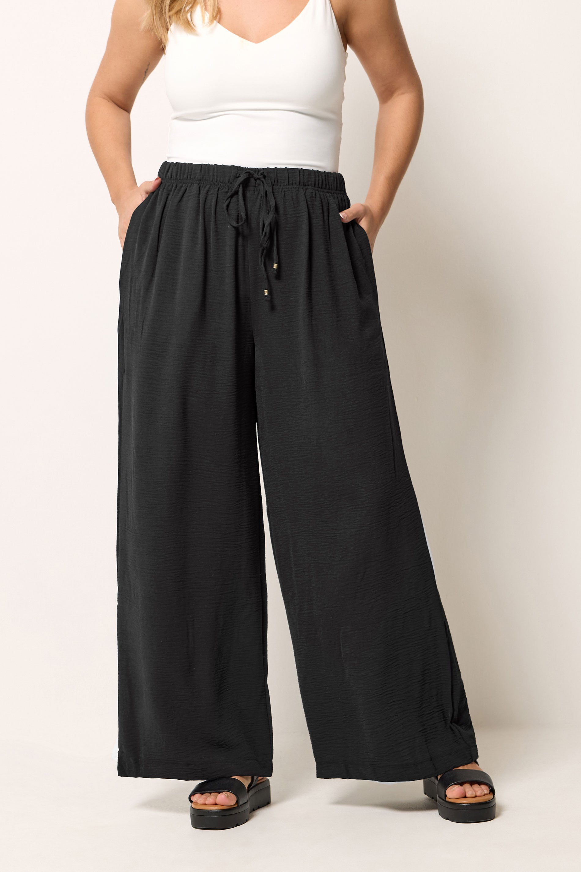 YOURS Plus Size Black Wide Leg Twill Trousers | Yours Clothing 3