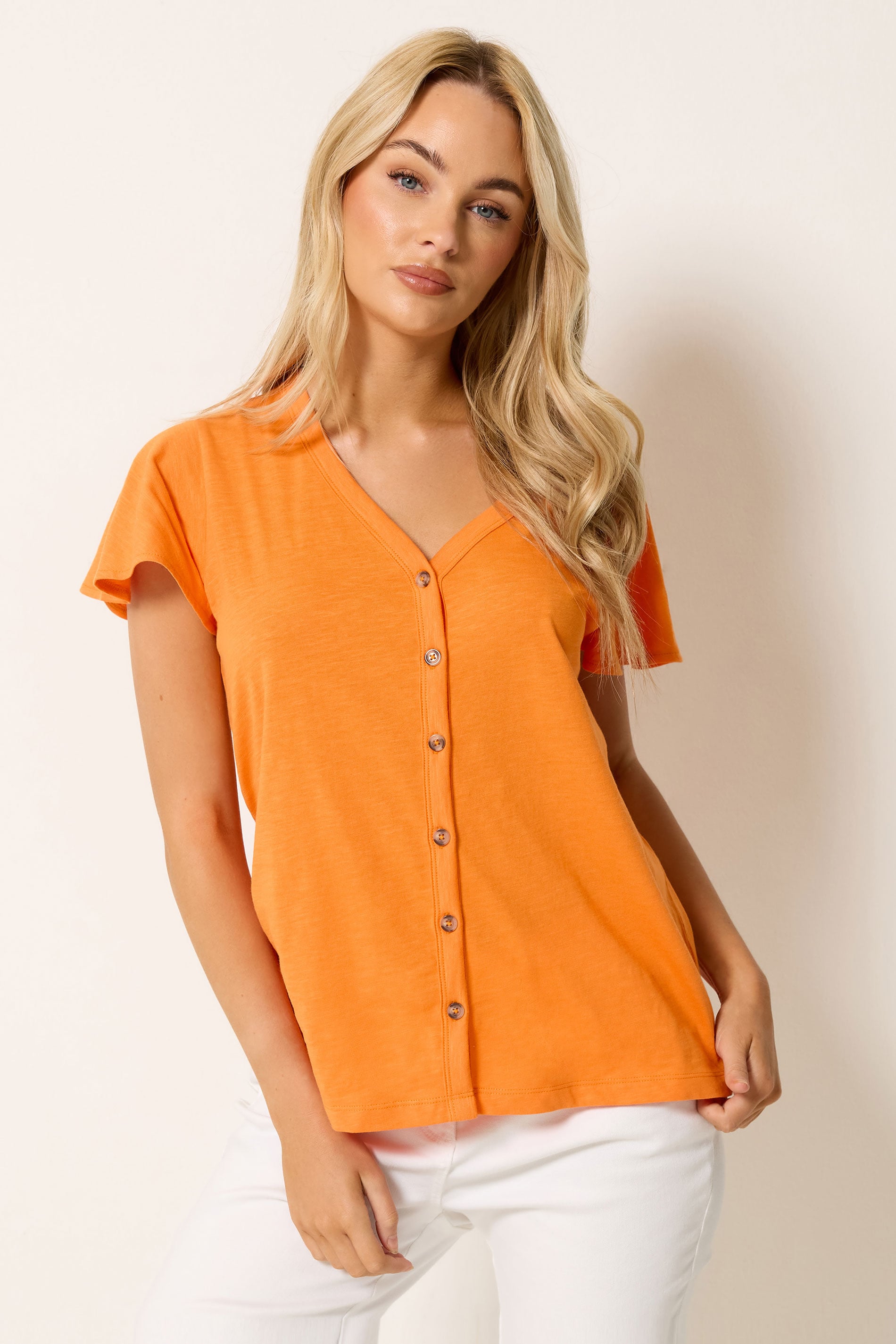 M&Co Orange Cotton Frill Sleeve Blouse| M&Co 3