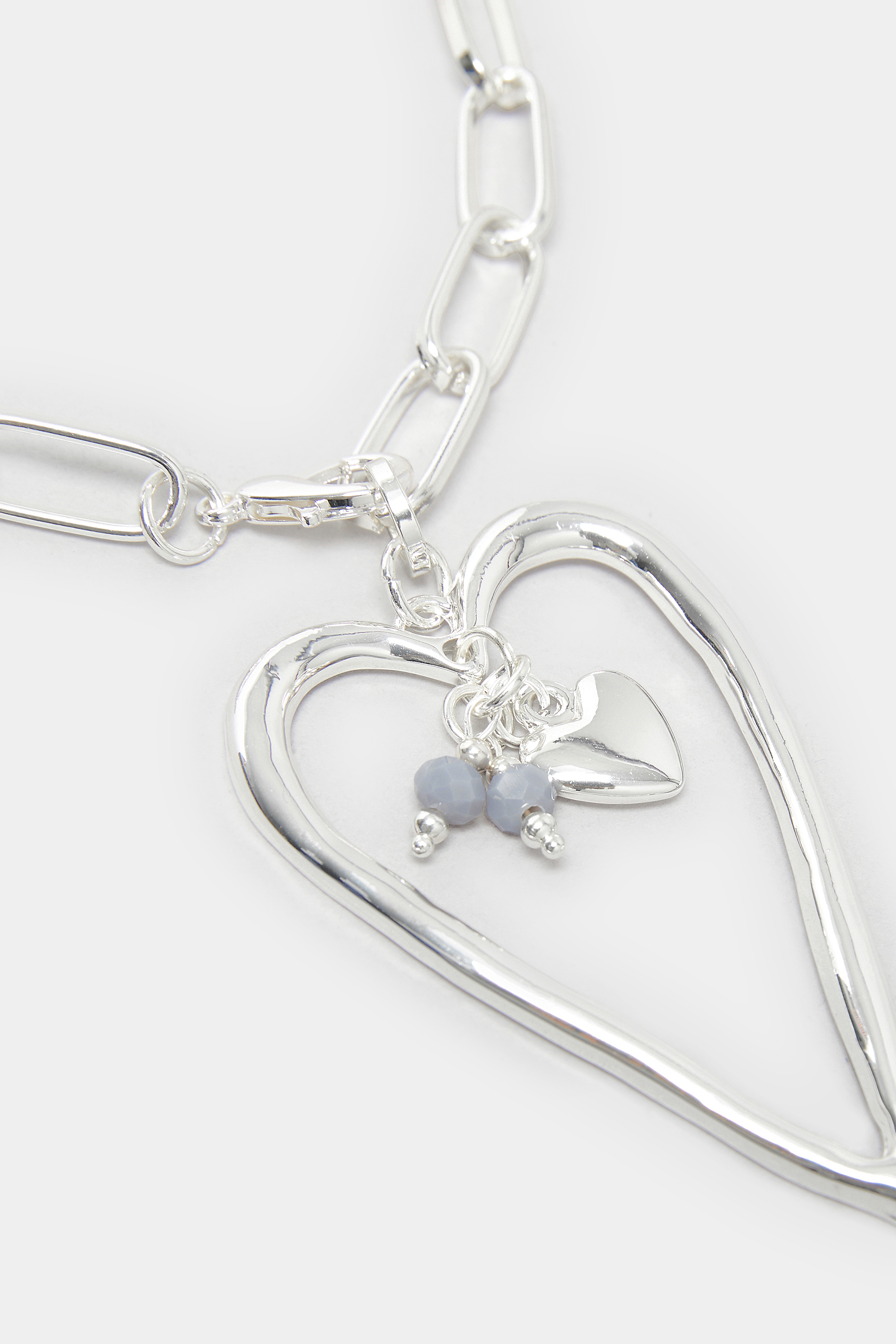 Silver Long Chain Heart Necklace  3
