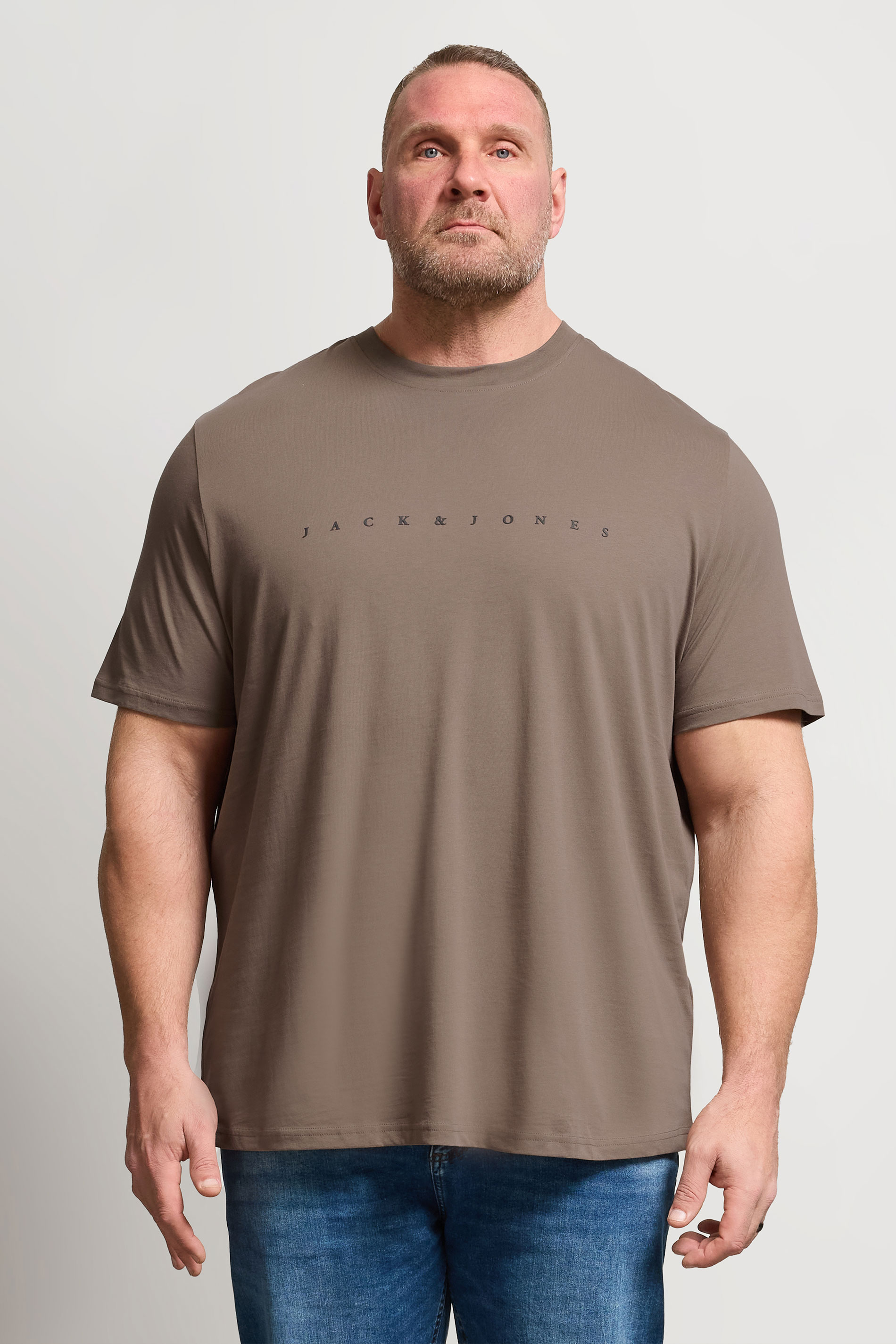 JACK & JONES Big & Tall Falcon Brown T-Shirt | BadRhino 3