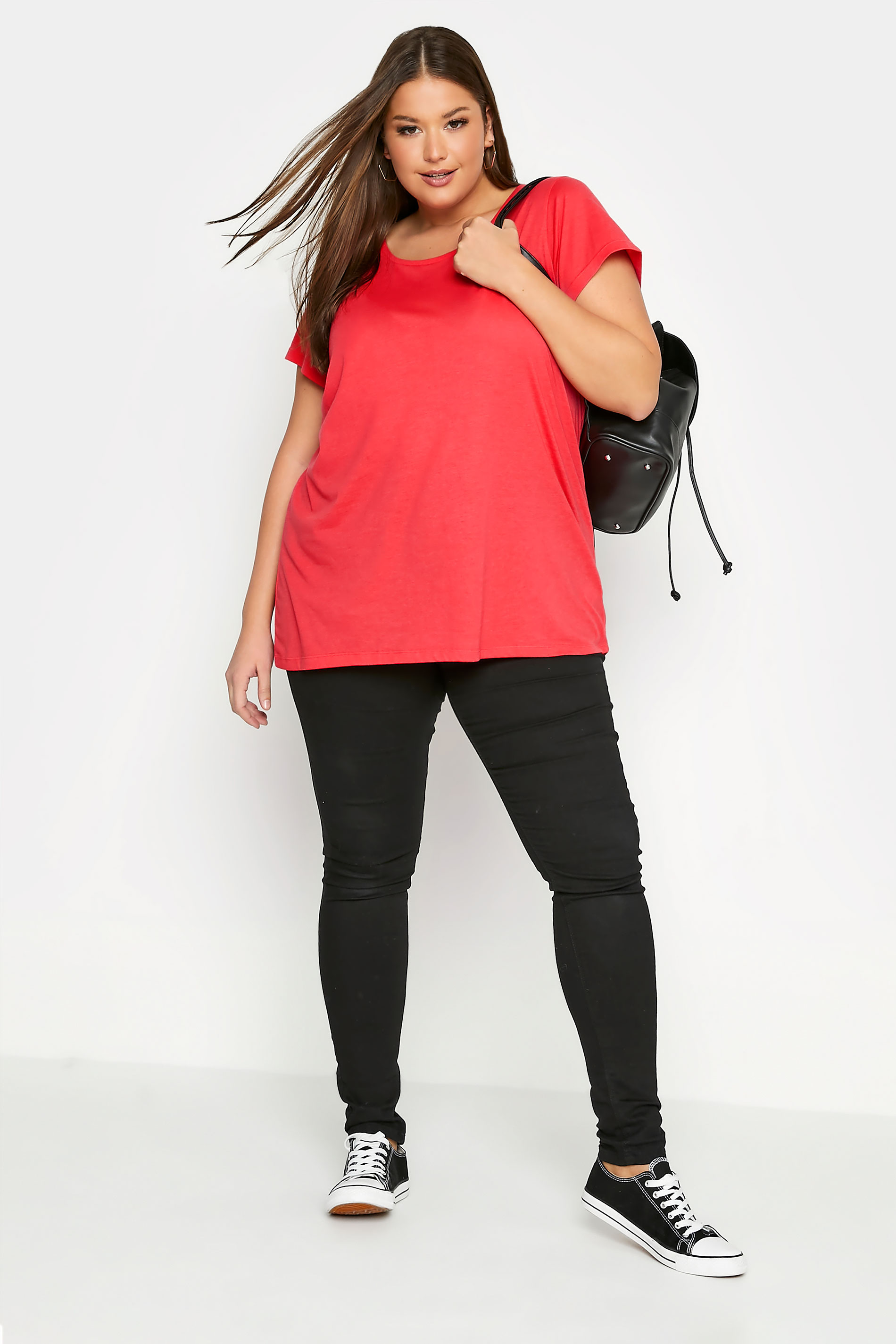 Grande taille  Tops Grande taille  T-Shirts Basiques & Débardeurs | T-Shirt Rose Corail en Jersey Manches Courtes - PQ80741