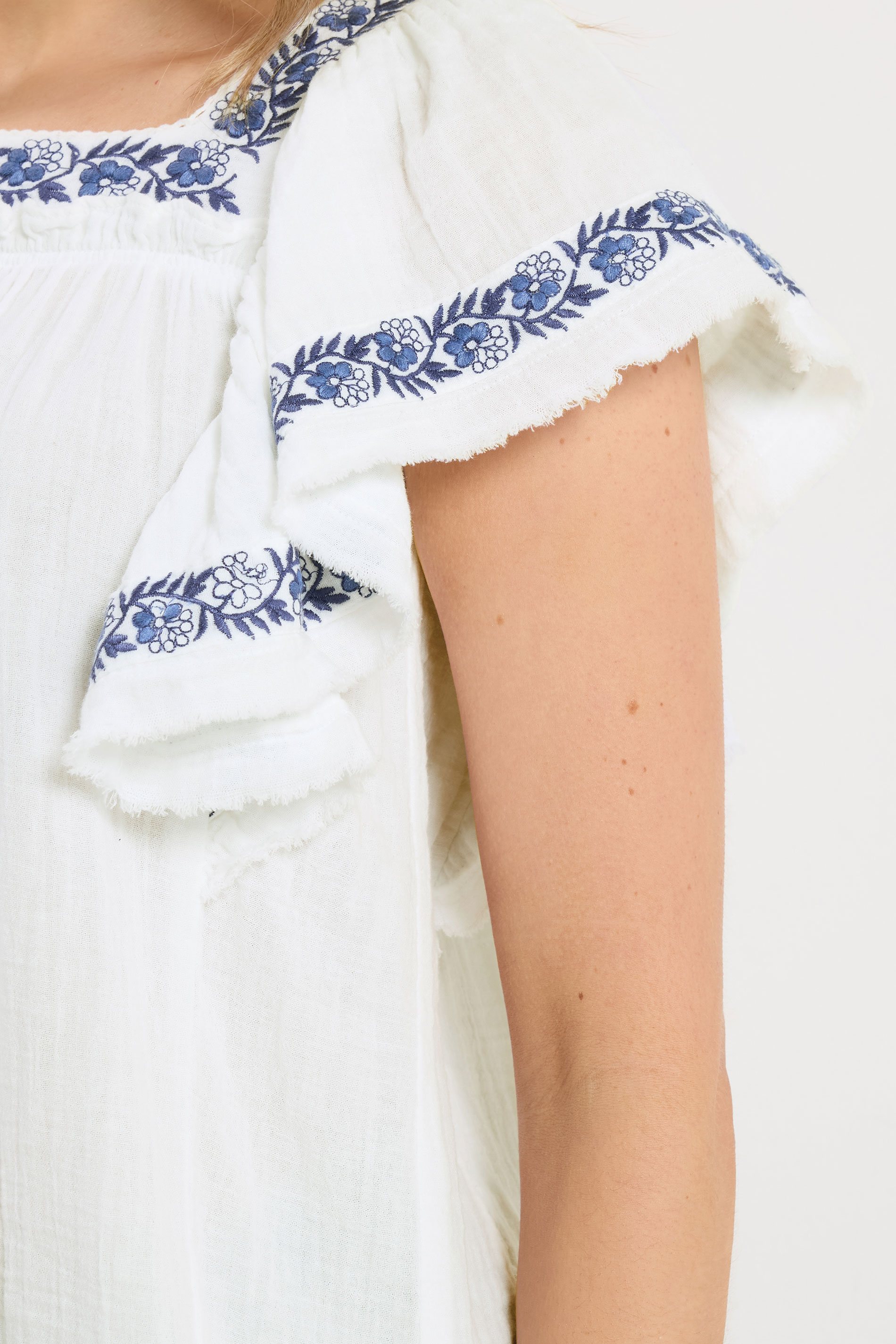 LTS Tall Women's White Embroidered Cotton Square Neck Top | Long Tall Sally 4