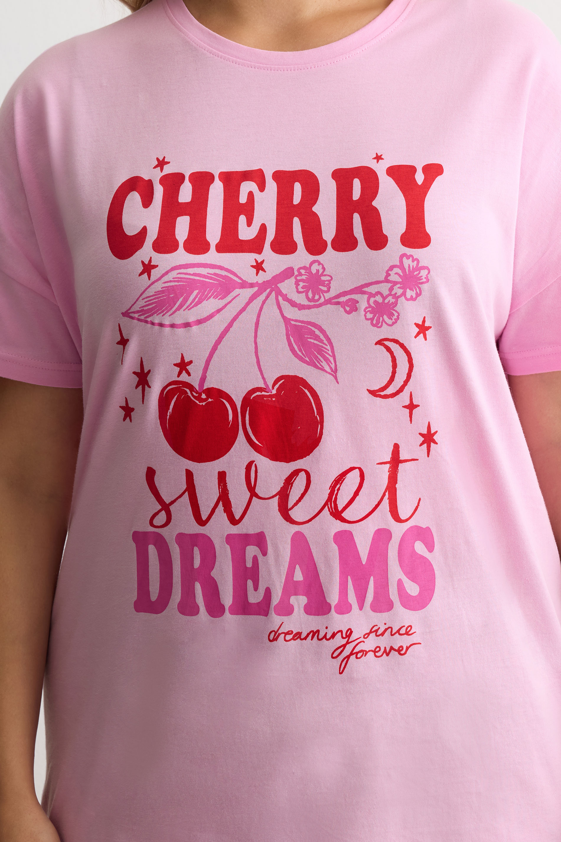 YOURS Plus Size Pink 'Cherry Sweet Dreams' Leopard Pyjama Set | Yours Clothing 4