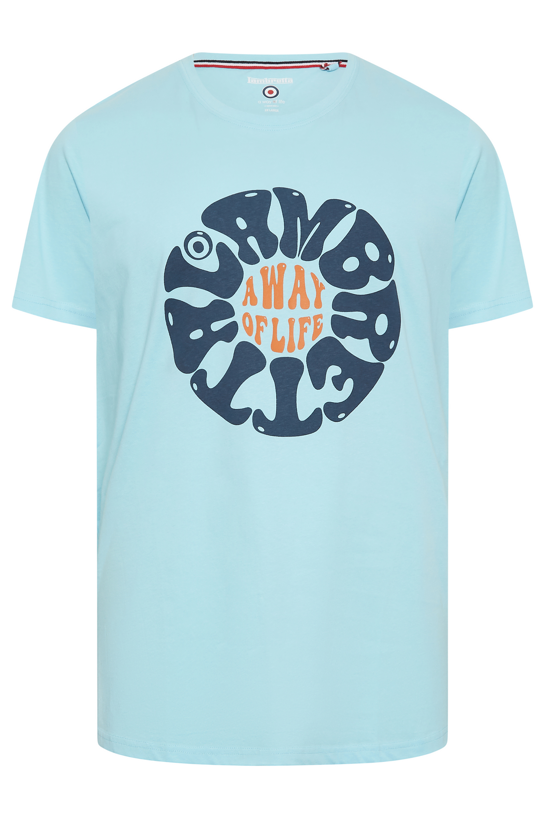 LAMBRETTA Big & Tall Light Blue 'A Way Of Life' Slogan T-Shirt | BadRhino  3