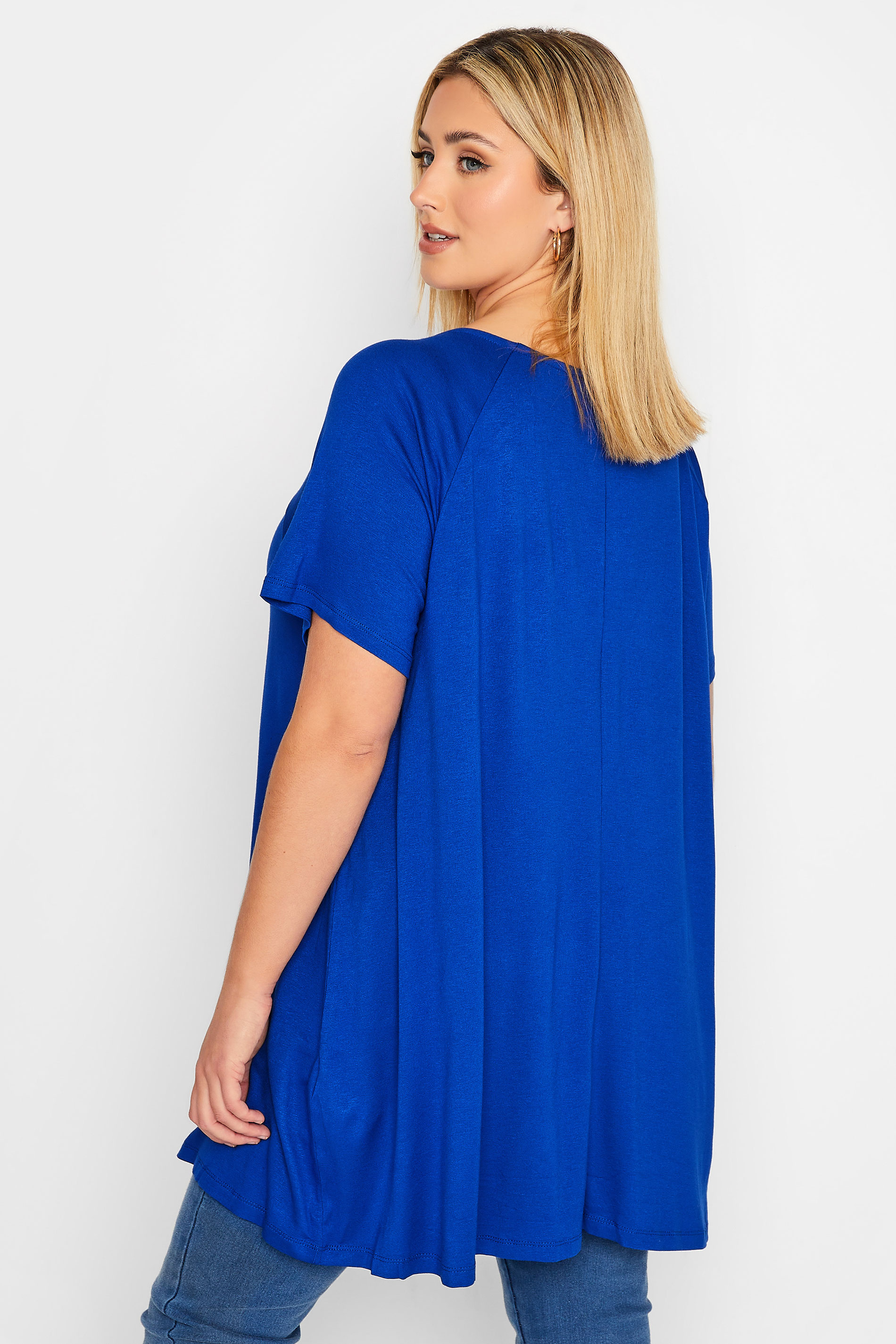 Curve Blue Zip Neck T-Shirt | Yours Clothing 3