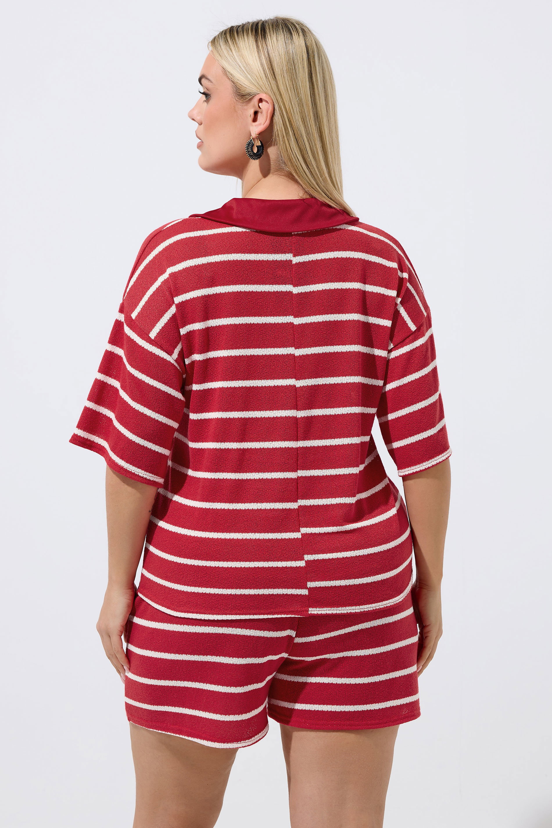 LIMITED COLLECTION Plus Size Red Stripe Rugby Collar Top | Yours Clothing 4